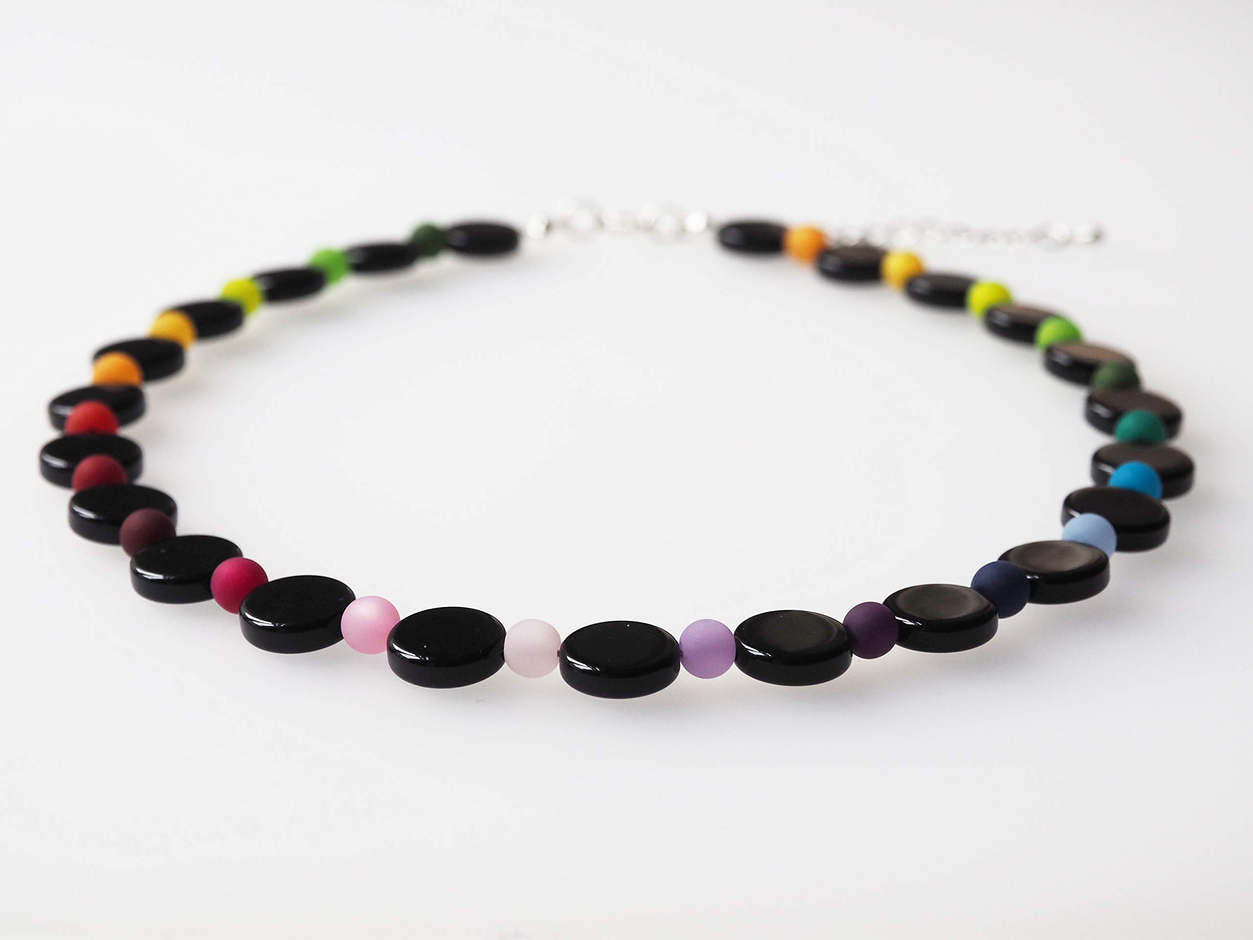 Polariskette Regenbogen Kette schwarz bunt