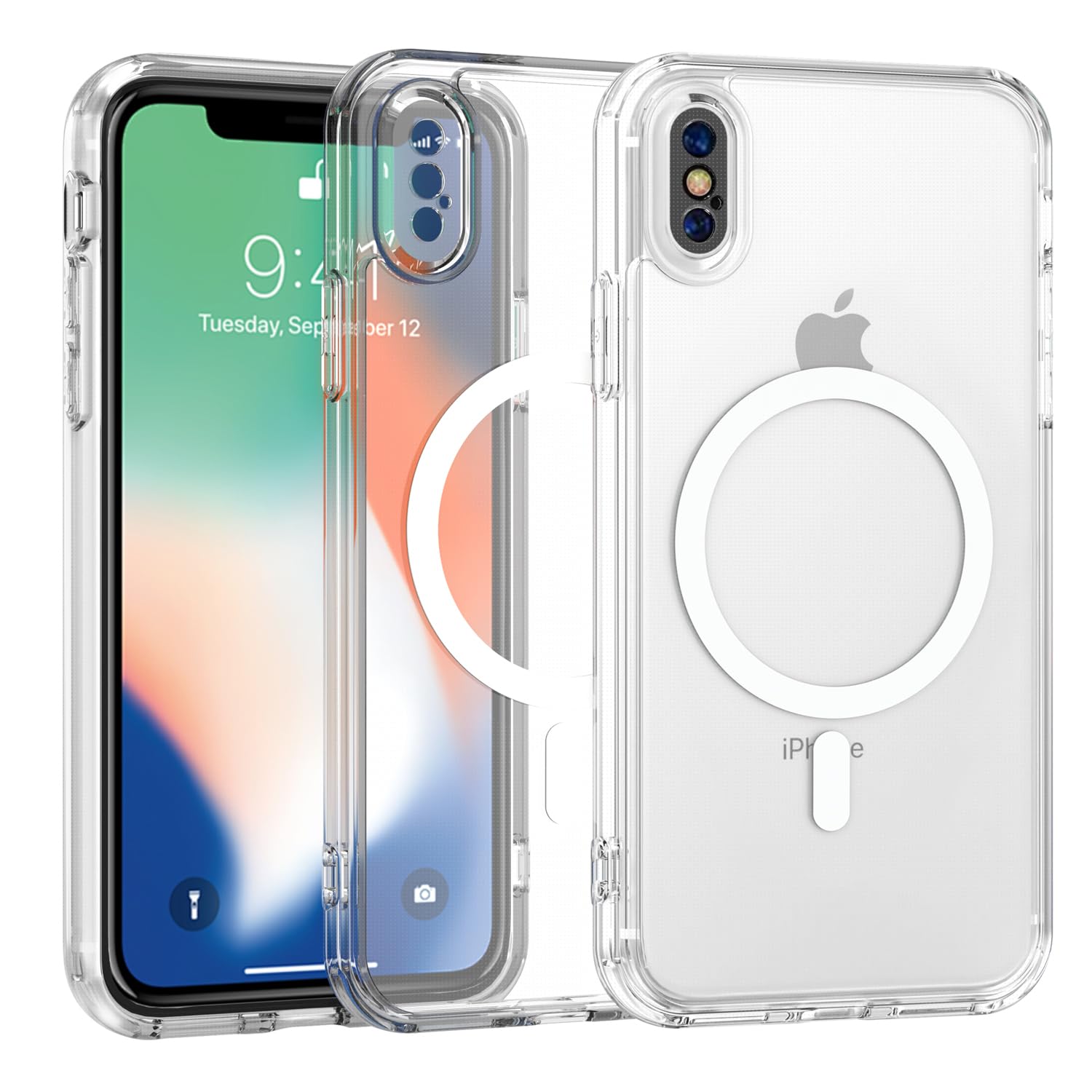 ZYIMOU Cover per iPhone XS/iPhone X Compatibile con MagSafe, Magnetica Custodia iPhone XS/iPhone X Traslucida Opaca Posteriore Antiurto Antigraffio Retro Protettiva Case