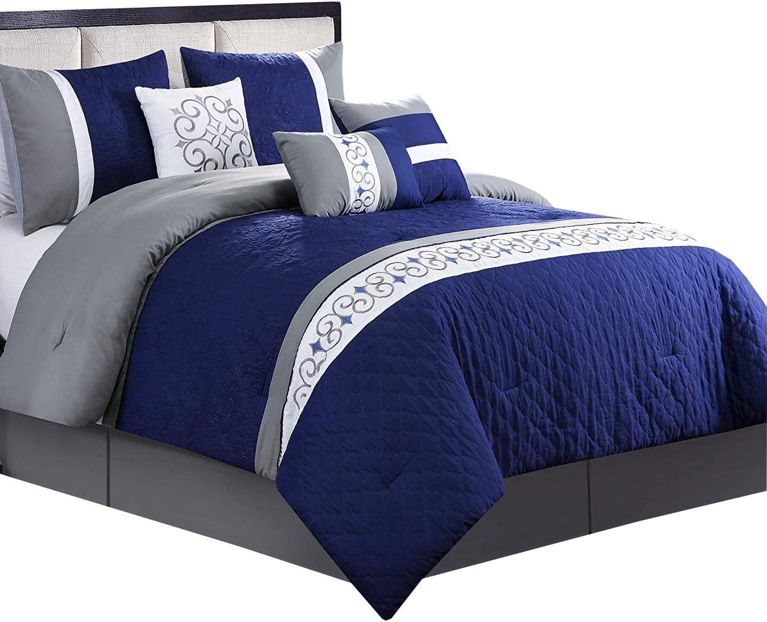 Royal Hotel Bedding Ruhi Blue, White and Gray King Size