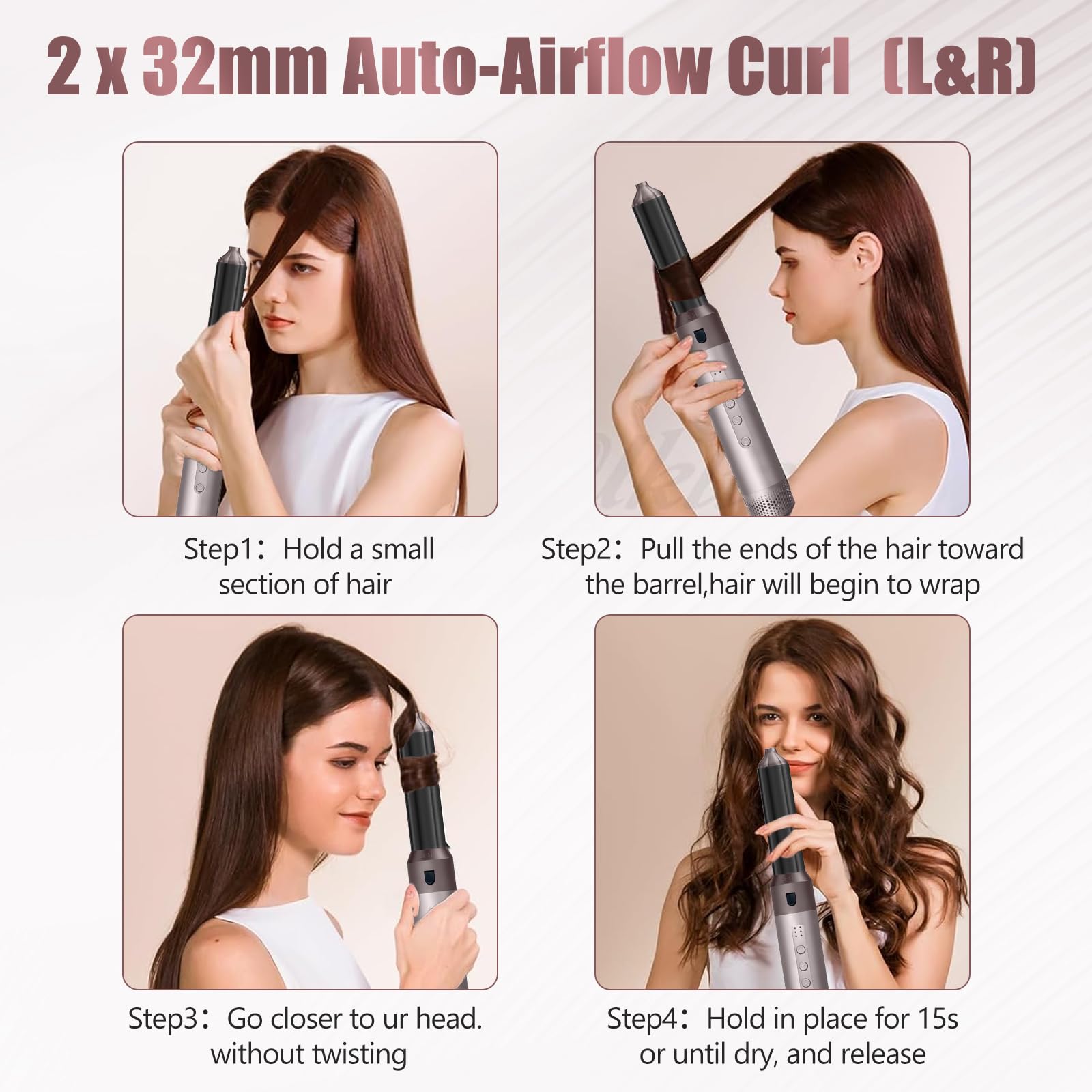 Cepillo Secador De Pelo, Air Styler 5 en 1, Cepillo de Aire 1350W | Cepillo de Aire Caliente 110000 RPM, Multifuncional Modelador, Cepillo alisador pelo para Volumen/Doblar/Suavizar/Secar