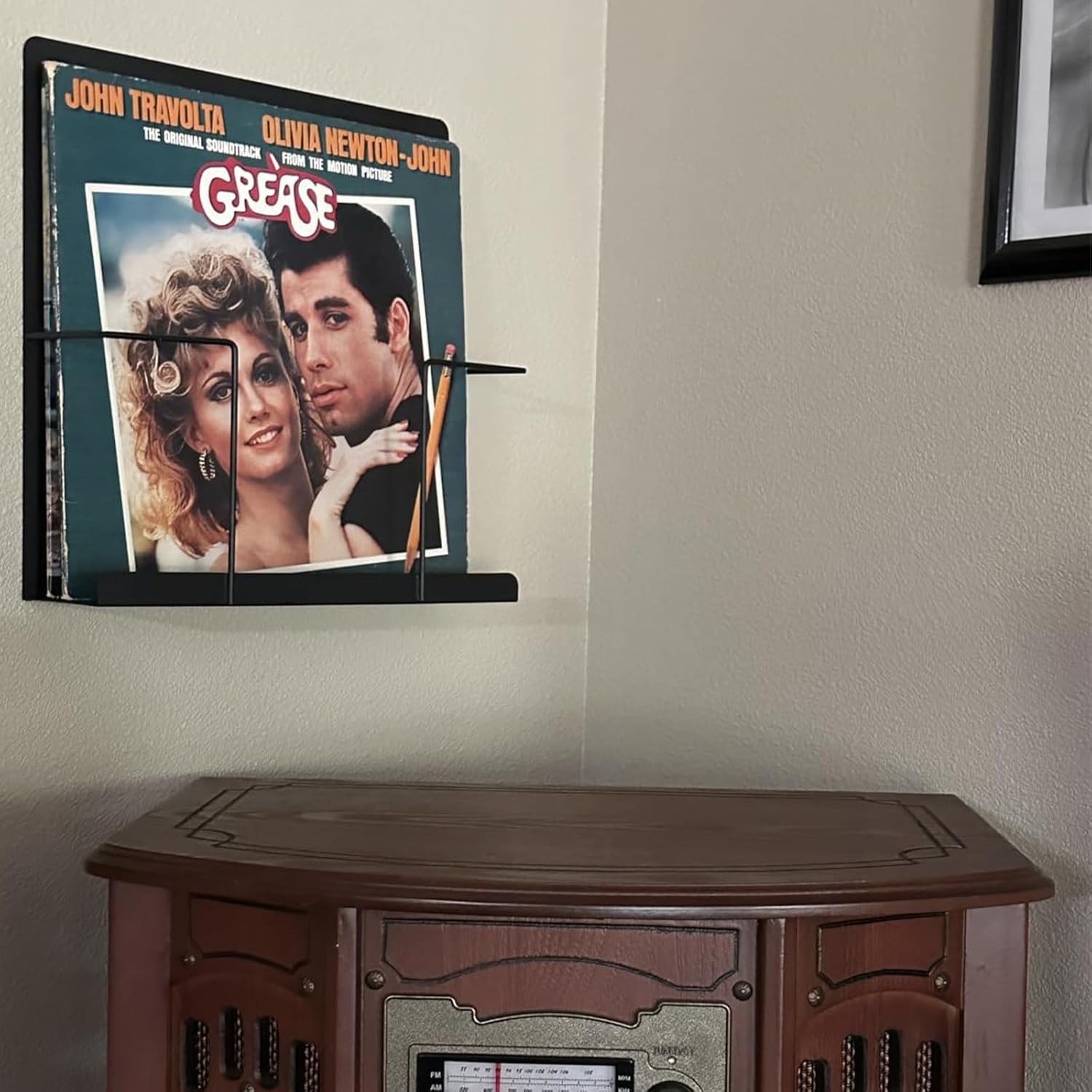 Vinyl Storage Display Holder 2 Pack, 12.9 in Wall Mount Vinyl Record Shelf, Fits 30 LPs Solid Steel Wall Mount and Record Display, Black