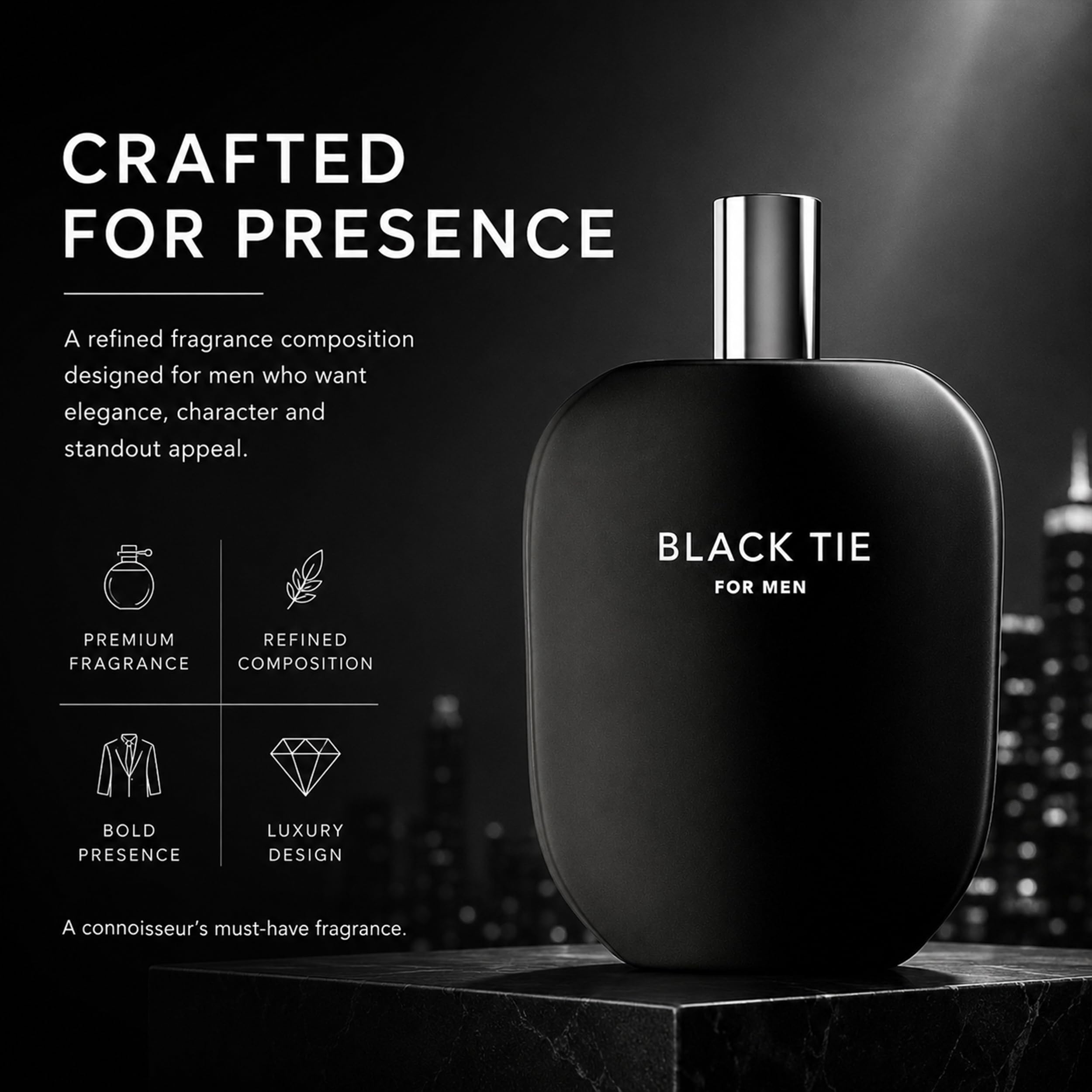 Fragrance One | Jeremy Fragrance BLACK TIE for Men | parfum masculin marquant | Masculin, Dominant, Autoritaire | Eau de Parfum pour hommes | Intense | Parfait pour le soir | Flacon de 100 ml