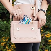 Vista 36 de Sodsay Estuche para tarjetas, cartera delgada con bolsillo frontal, para mujer, sujetatarjetas con llavero negro