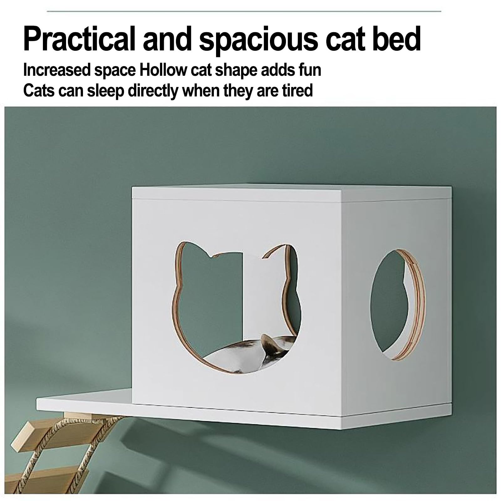 Percorso Gatti da Parete, Mensole Gatti, Casetta Sull'albero per Gattini, Trespolo da Parete per Micia, con Mensole per Arrampicata, Trespoli, Ponte(13PCS)