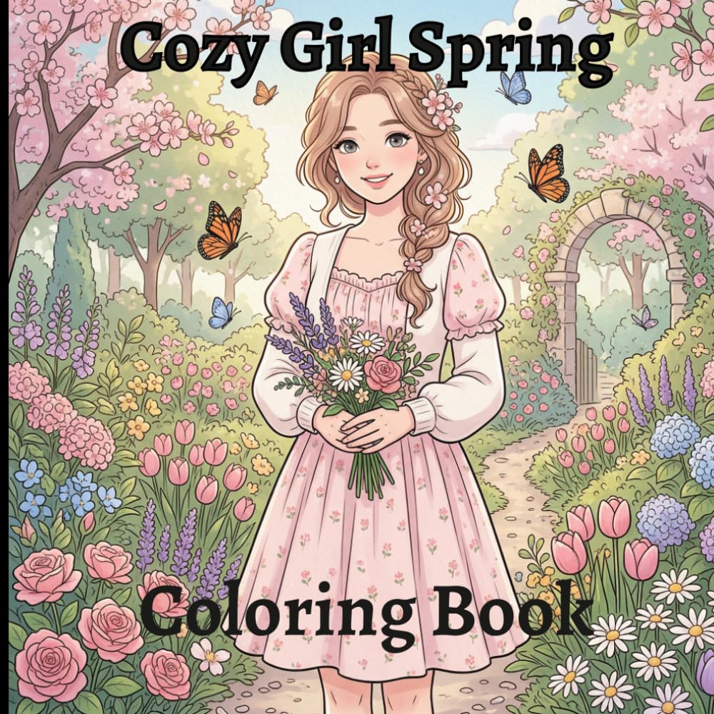 Cozy Girl Spring Coloring Book: Creative Cozy Moments to Color for Calm, Happiness & Mindfulness