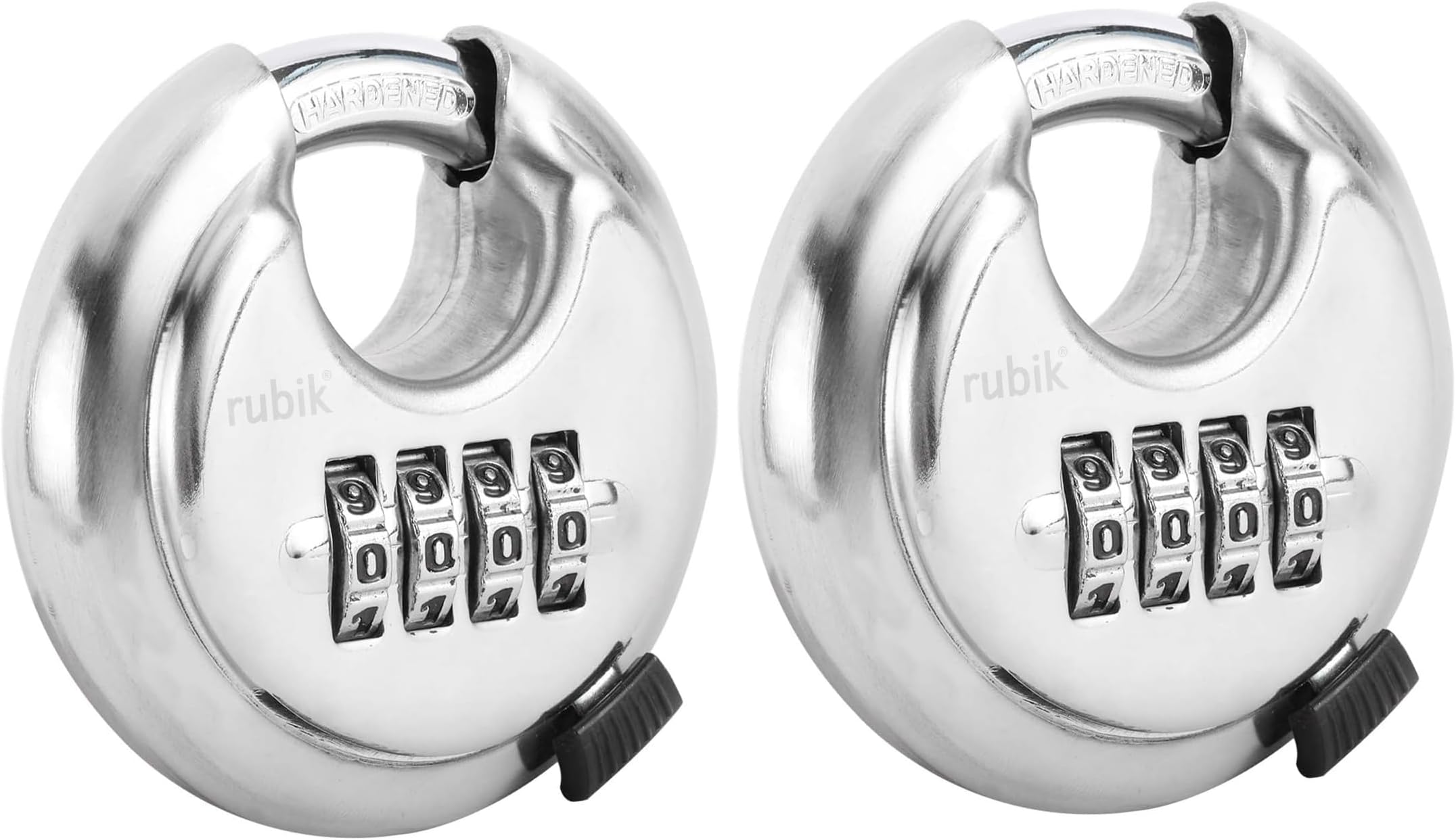 Rubik 4-Digits Combination Padlock, Alloy Steel Security Lock for School, Gym, Toolbox, Closet, Wardrobe, Gate, Cabinet (2 Pack)