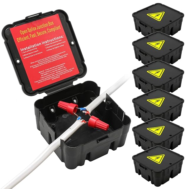 Black Open Splice Junction Box 6 Pack Open Splices Repair Open Splices 5 Second Installation Splice Box Wire