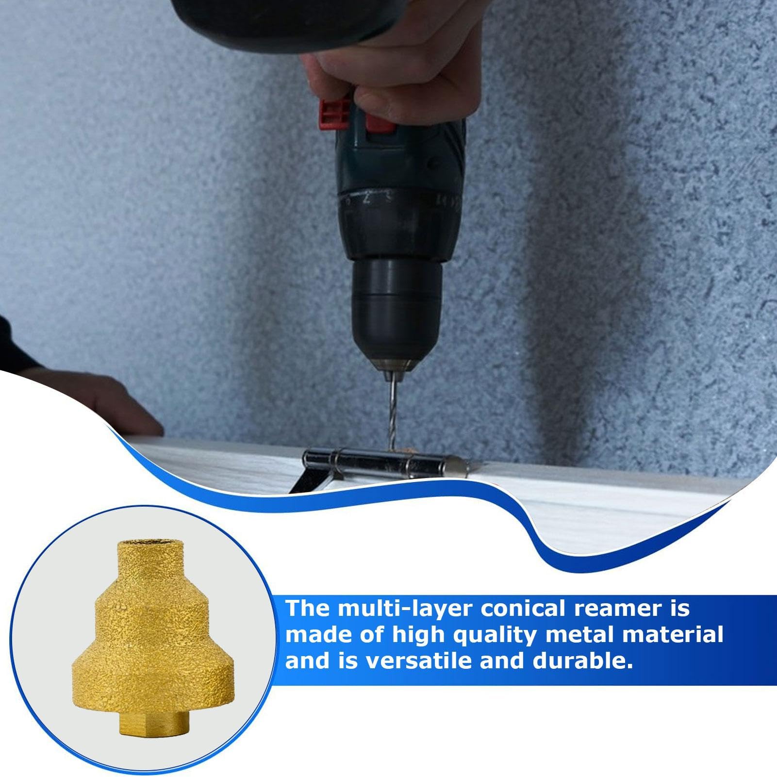 Hole Drill Bit, Multilayered Cone Reamer, Metal Drilling Tool, Conical Step Drilling Bit for Metal, Woodworking Concrete, 1.97x1.97x3.27 inches Conical Tile Drill Bit Bevel Chamfer Drill Bits
