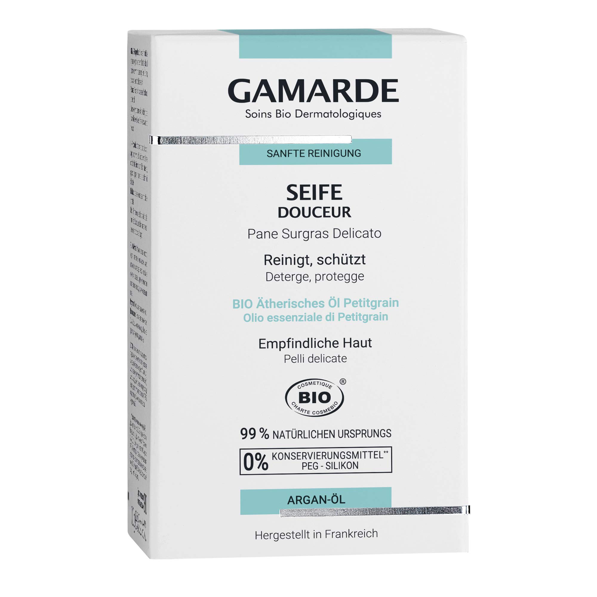 GAMARDE Organic Cosmetics Douceur Organic Soap Vegan for Dry Skin I Body Soap for Normal to Sensitive Skin I Shower Soap Men and Women I No Chemical Ingredients I Soap 100 g
