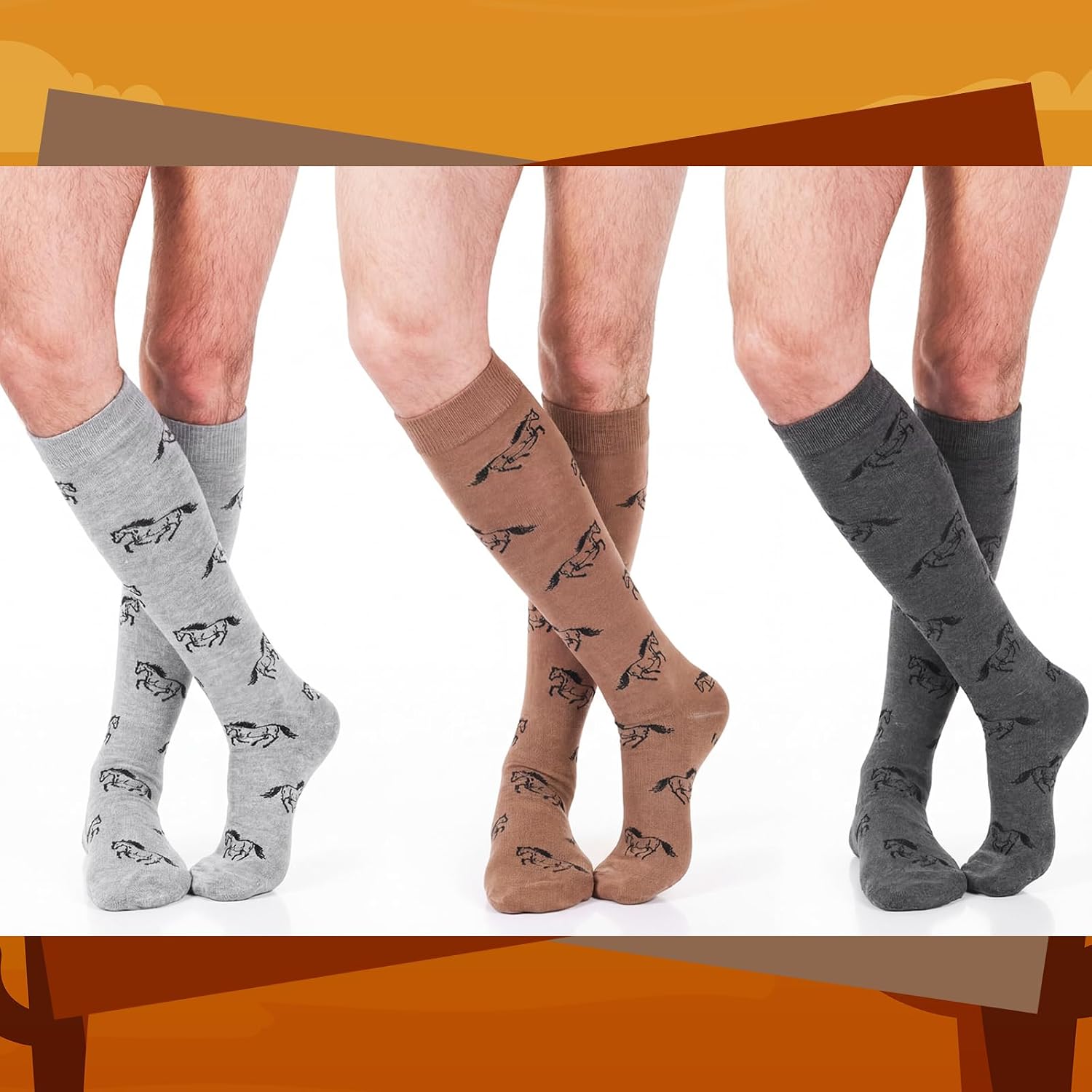 Toulite 6 Pairs Western Boot Socks for Men Women