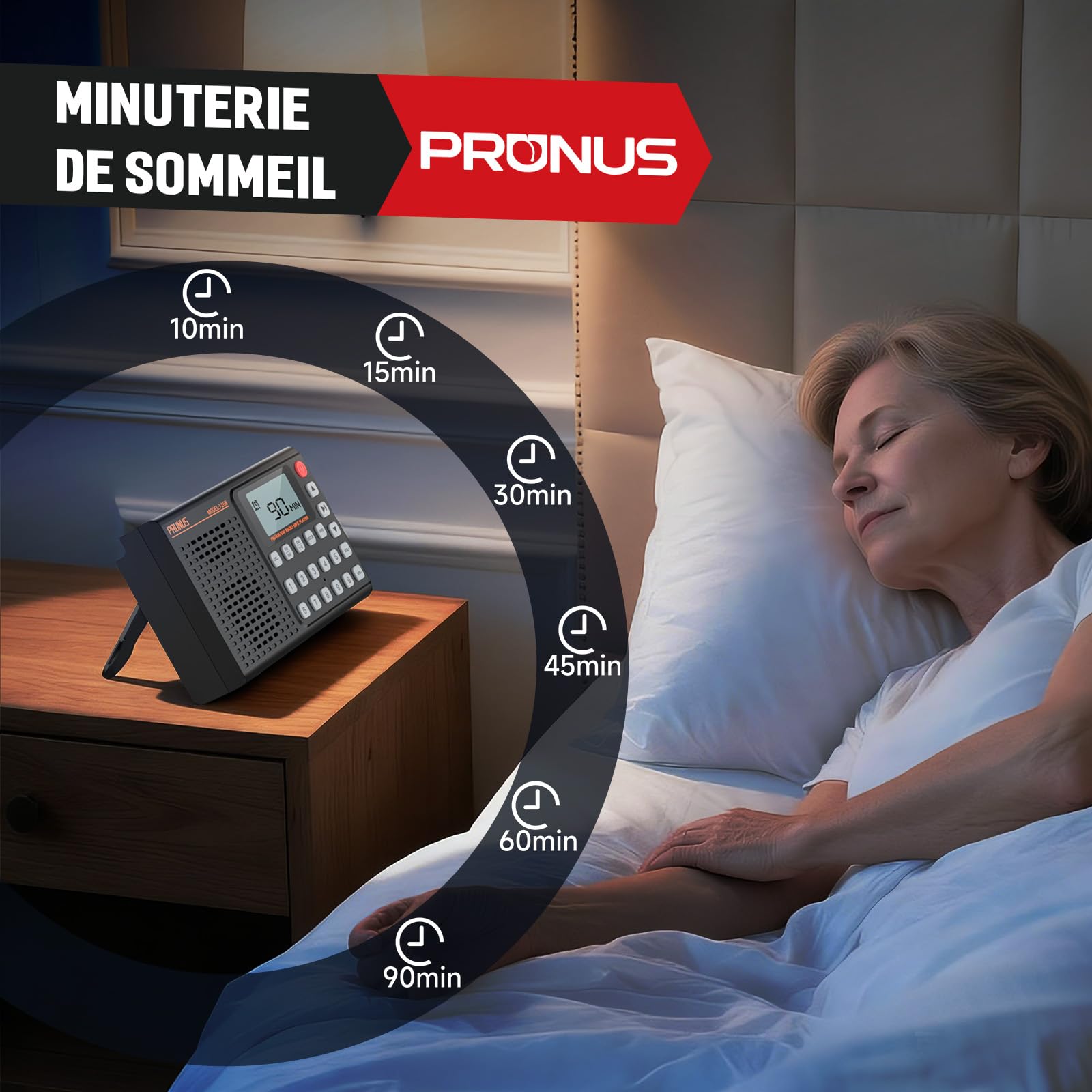 PRUNUS J-168 Petite Radio Numérique, Mini Radio Portable Rechargeable 2000 mAh, 99 Préréglages, Réveil, Bluetooth
