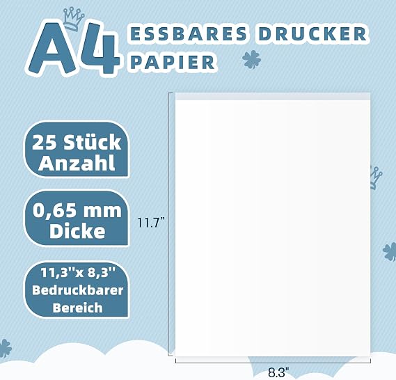 25 x Edible Icing Sheets A4 Size 11.7 x 8.3 Inch Icing Sheets Edible Picture Paper for Cake Decorating Biscuits Sugar Sheets for Cake Printers