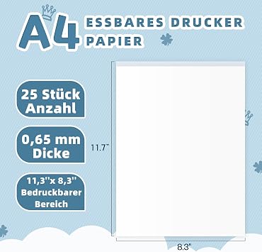 25 x Edible Icing Sheets A4 Size 11.7 x 8.3 Inch Icing Sheets Edible Picture Paper for Cake Decorating Biscuits Sugar Sheets for Cake Printers