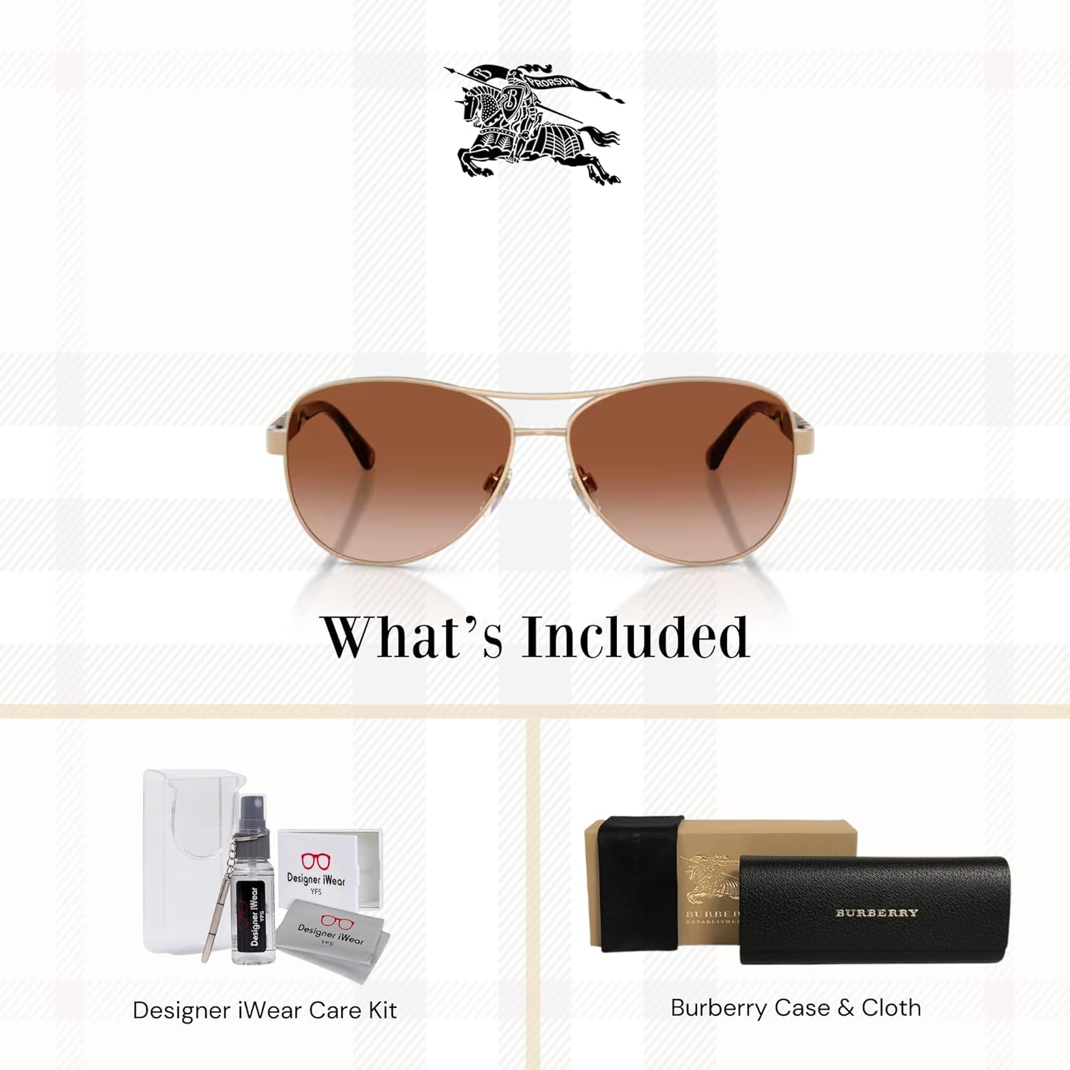 BURBERRY BE3080 Aviator Sunglasses For Women+BUNDLE with ACCESSORY EYEWEAR KIT - Image 2