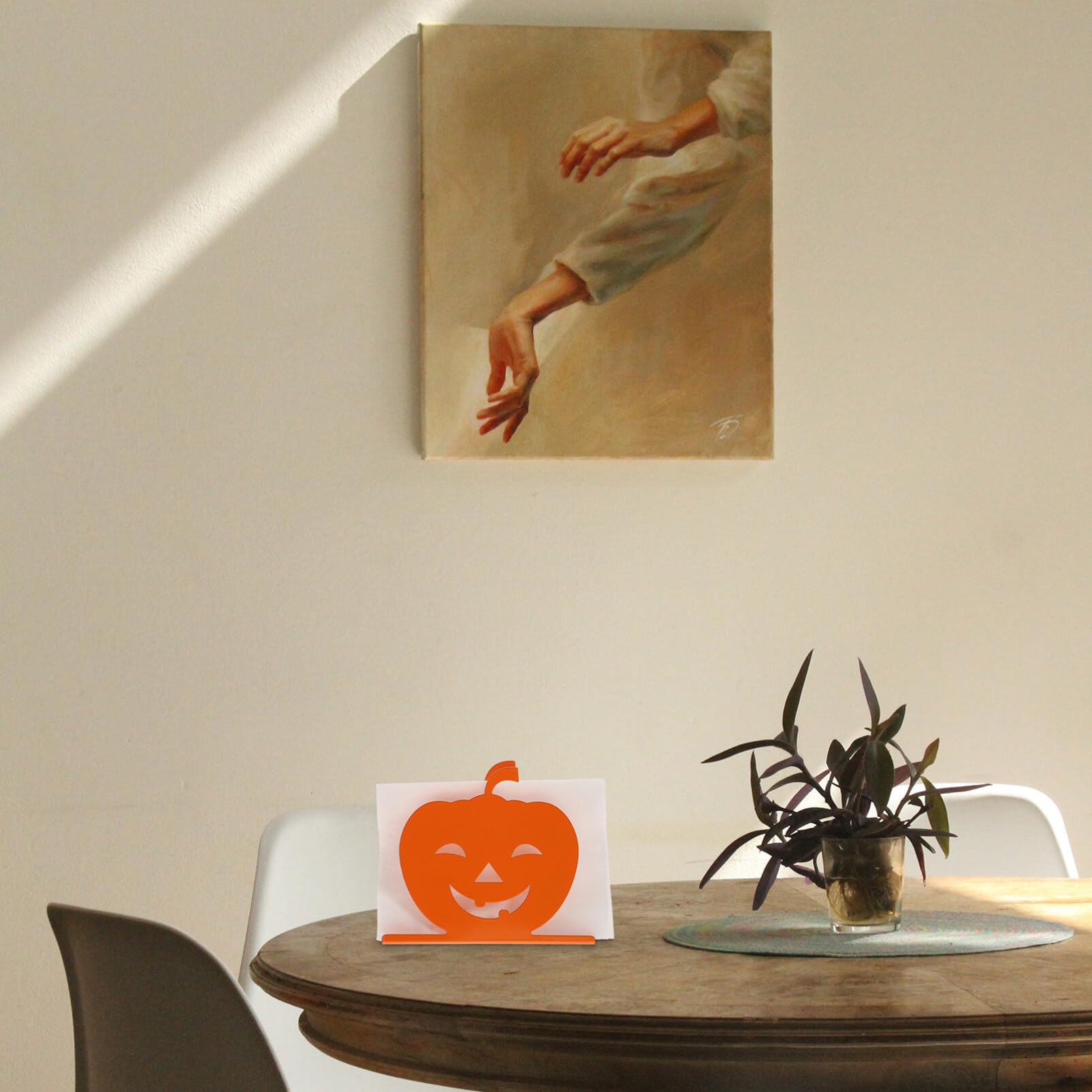 Kürbis-Serviettenhalter Aus Metall – Freistehend, Für Halloween & Herbstdeko