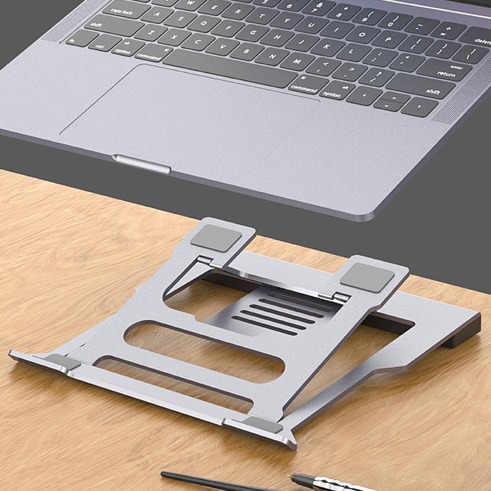 Soporte ergonómico para portátil con estaciones de acoplamiento integradas y 6 ajustes de altura para un cómodo soporte portátil con concentradores