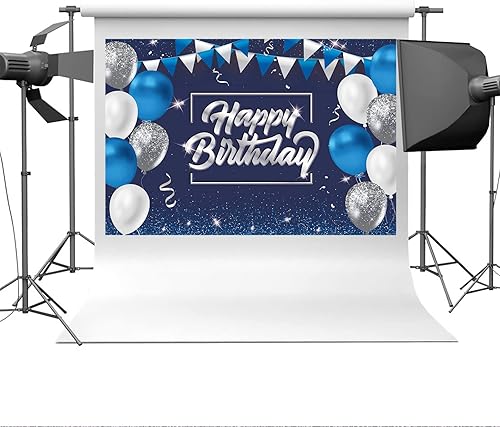 Miniatura 8 de Decoración de feliz cumpleaños de 5 x 3 pies, telón de fondo de cumpleaños con purpurina, cartel de feliz cumpleaños, suministros de fiesta de