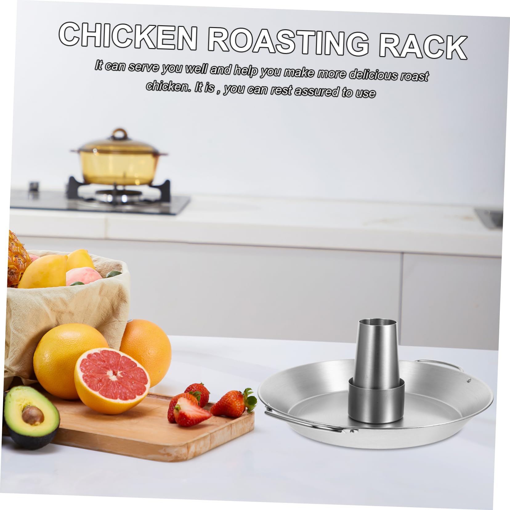 PRETYZOOM Supporto Verticale per Pollo Arrosto in Acciaio Inox per Grill | Colore Argento, Facile da Pulire, Struttura Rimovibile a Cono, Adatto anche Tacchino