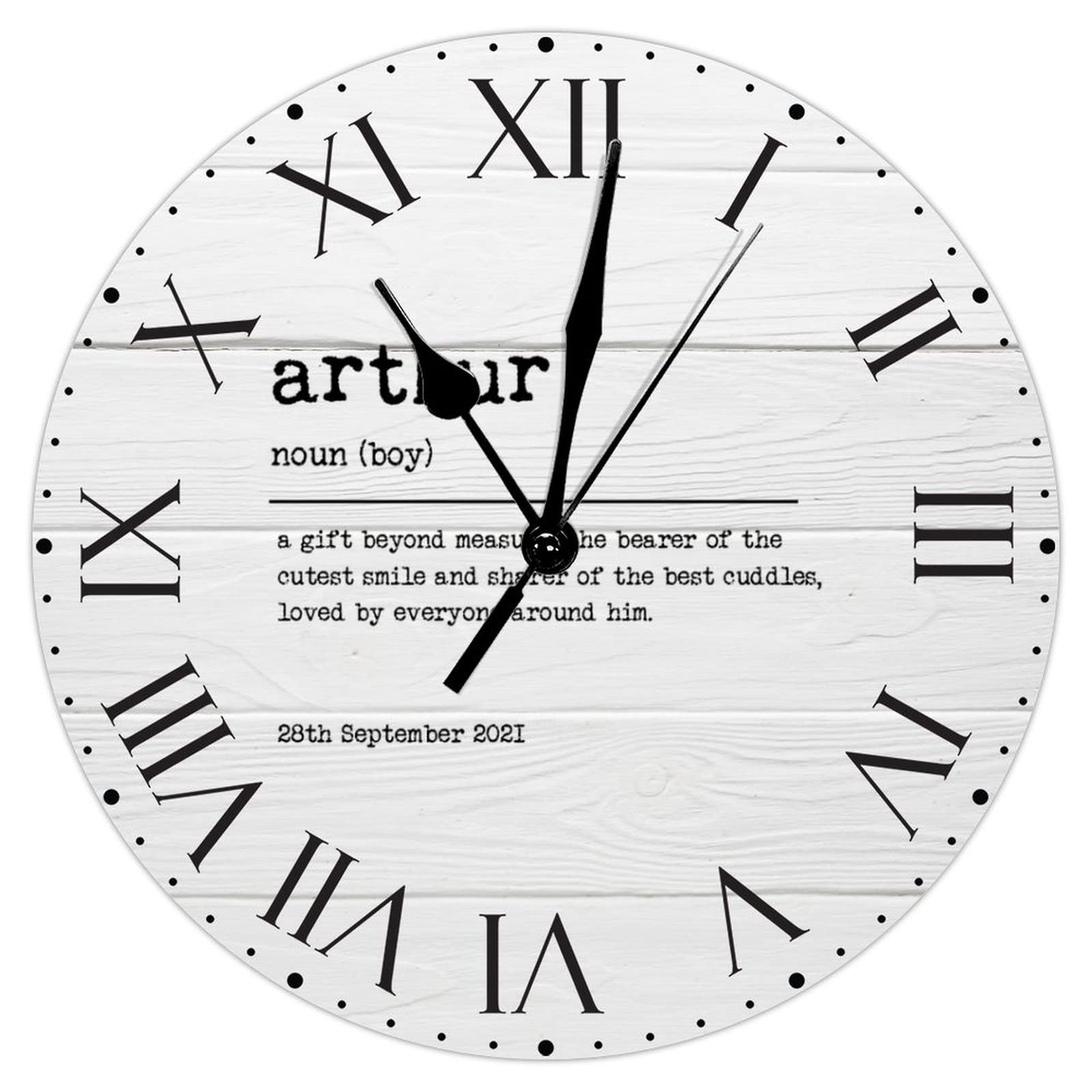 Horloge silencieuse sans tic-tac Arthur en PVC de 30,5 cm pour un sommeil paisible en chambre