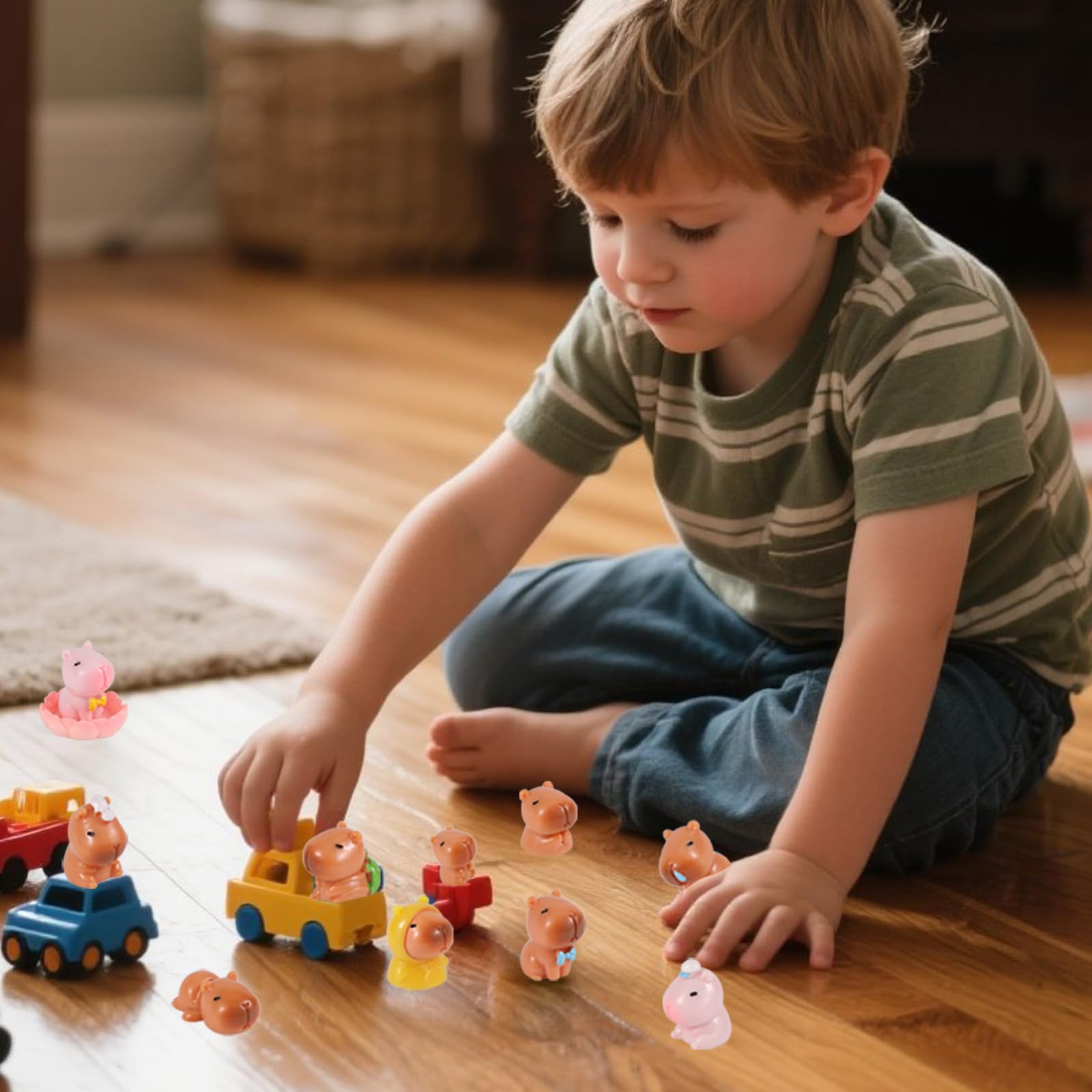 lasuroa 11szt Mini Figurki Kapibary, Super Urocze Miniaturowe Żywiczne Kapibary Małe Małe Zwierzęta Ozdoby na Torty Dekoracje Pulpitu Samochodu Deski Rozdzielczej Domku dla Lalek i Ogrodu Wróżek