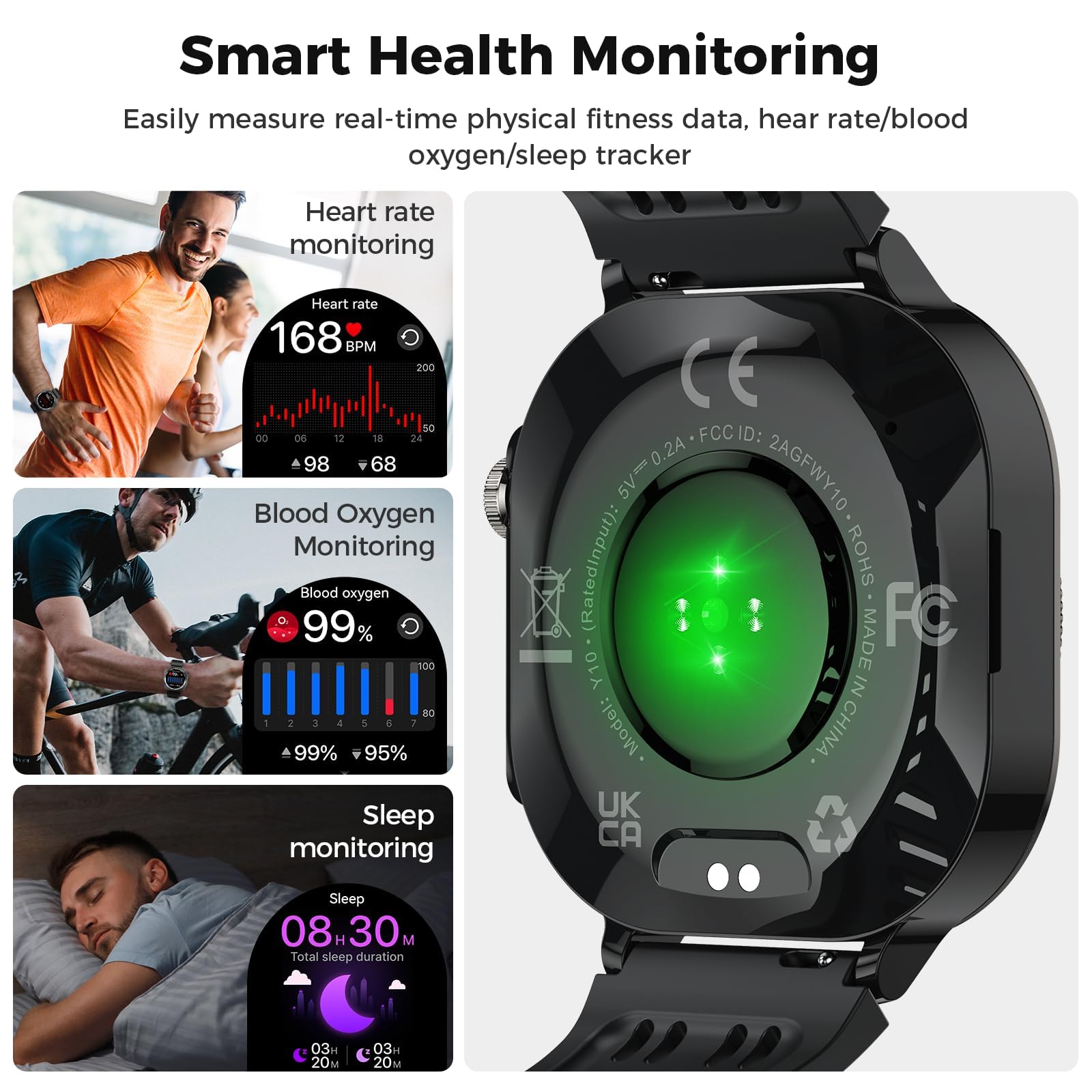 Smartwatch Uomo Donna Militare,1.43" AMOLED Orologio Fitness Chiamate Bluetooth,130+ Sportive Fitness Tracker LED Torcia/Contapassi/Sonno/Cardiofrequenzimetro,IP68 Impermeabile Smart Watch Android iOS