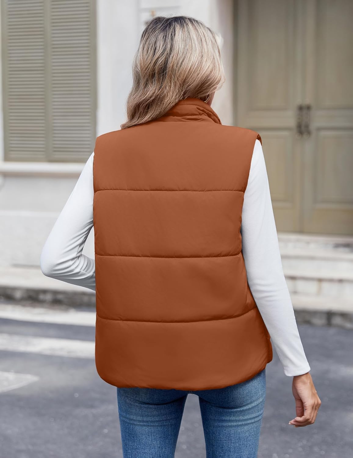 Zeagoo Puffer Vest Women Lightweight Fall Sleeveless Jackets Zip Up Puffy Outerwear Quilted Gilet Winter Pocket Outfits - Image 6
