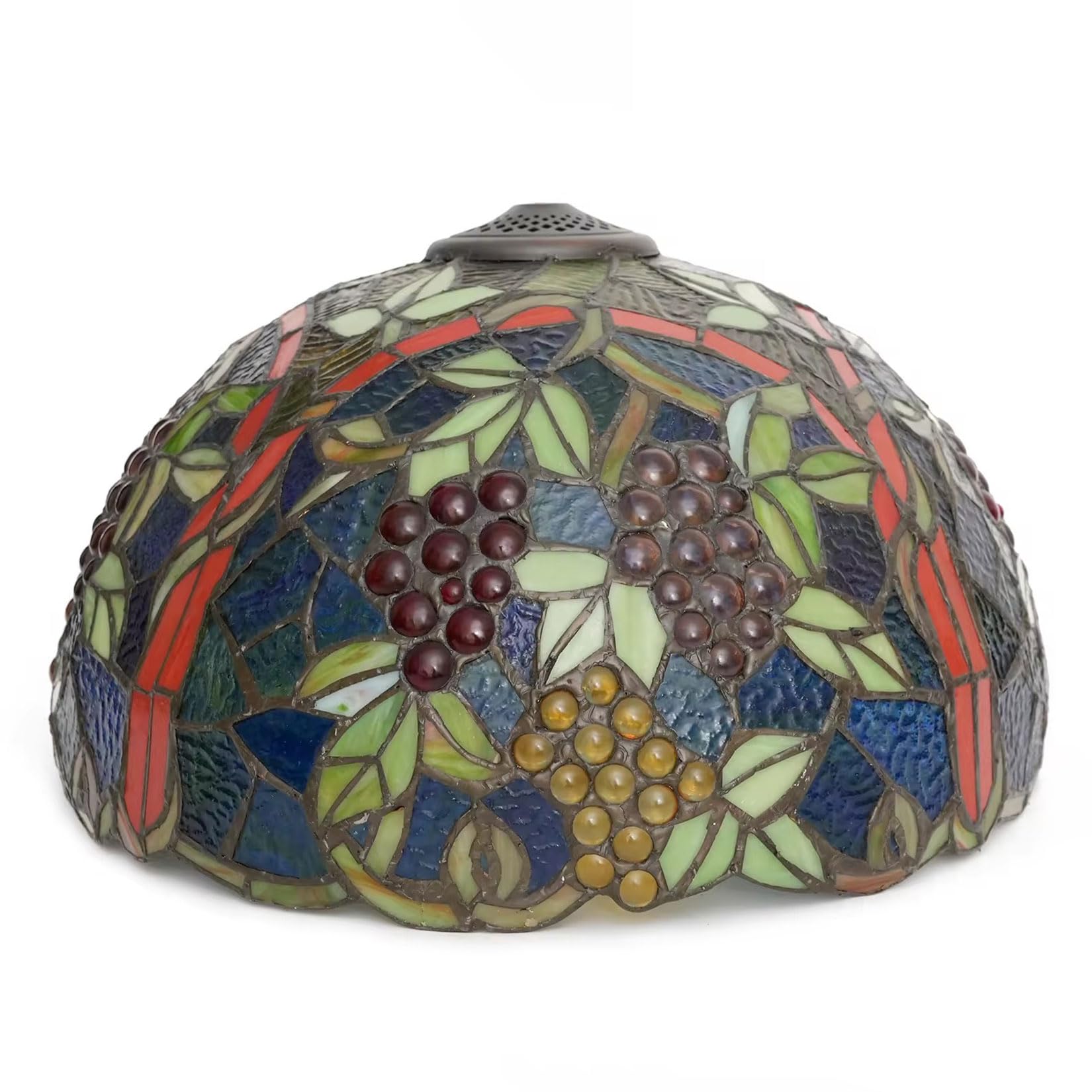 SaryEdge Tiffany Lamp Shade Replacement, 16 Inch Grape Style Stained Glass Lampshades, Antique Design Light Cover, Only for Table Lamp Floor Lamp Hanging Pendant lamp Ceiling Lighting,，G2