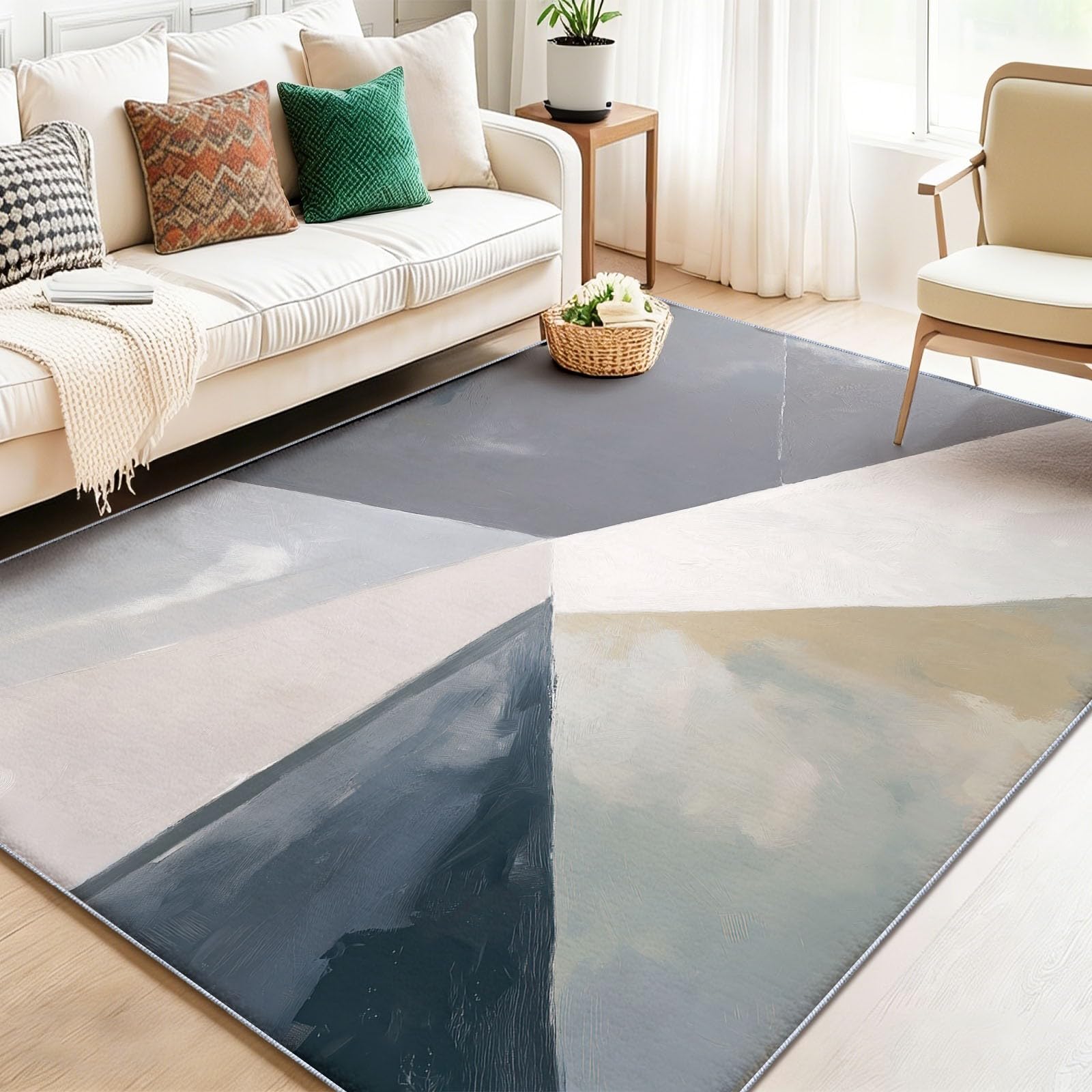 Dywan do salonu 140 x 200 cm, abstrakcyjne linie płynów, duży rozmiar krótkowłosy dywan do sypialni dla dorosłych, zmywalny i antypoślizgowy, szary