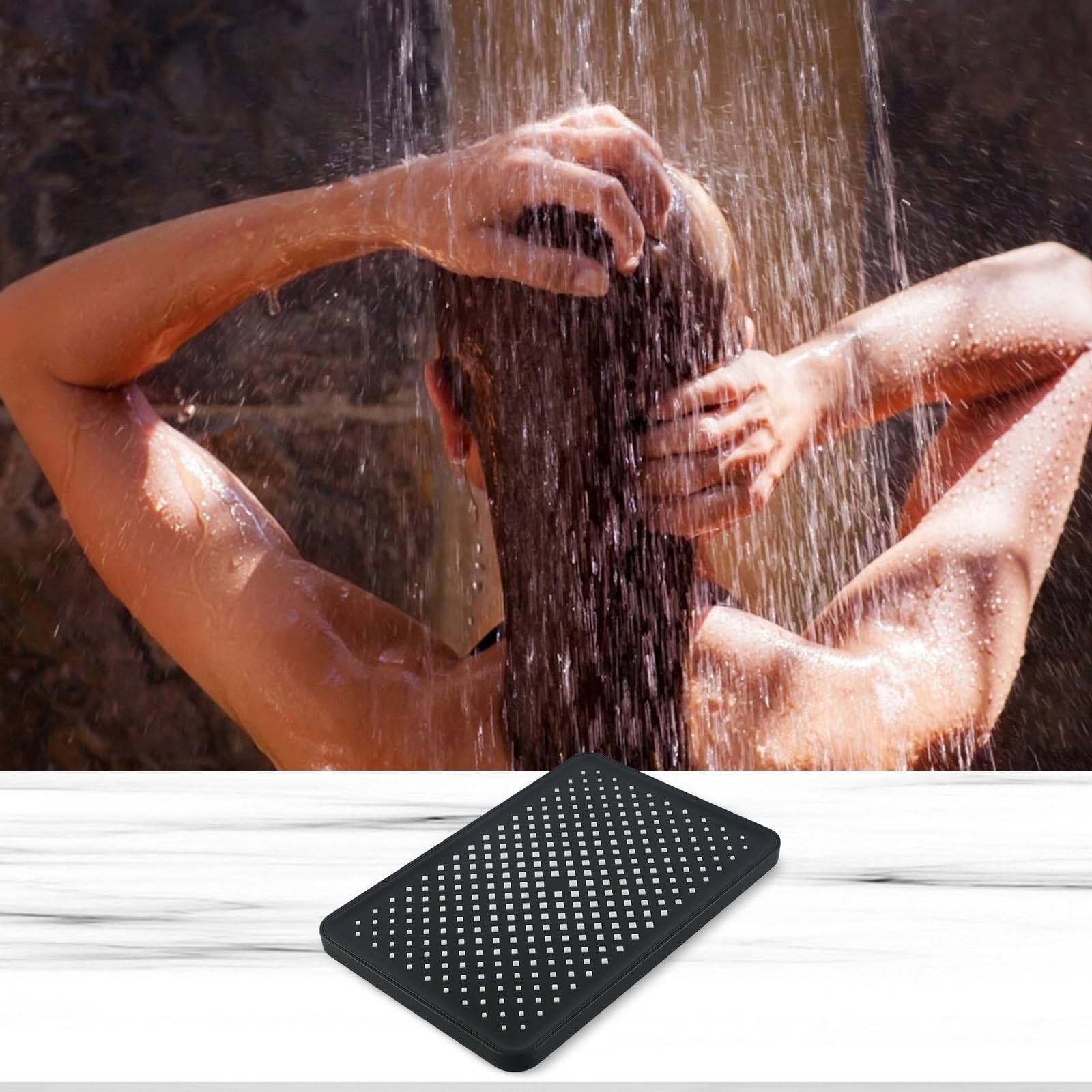 Große 300mm Deckenmontage Regenbrause Hochdruck Duschkopf mit Supercharge Jet ABS Kunststoff Schwarz
