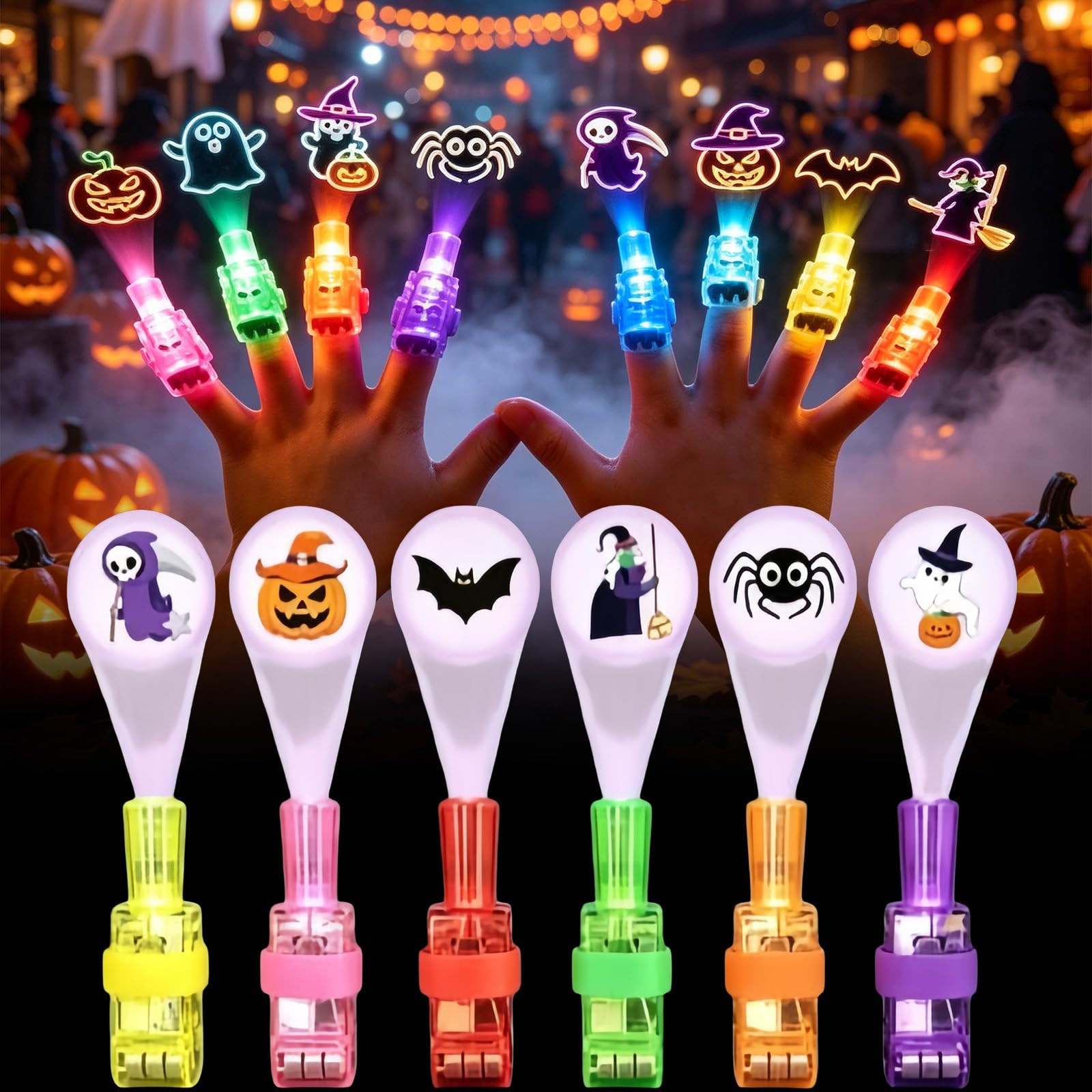 Halloween Finger Lights,Mini Colorful Led Finger Halloween Projection