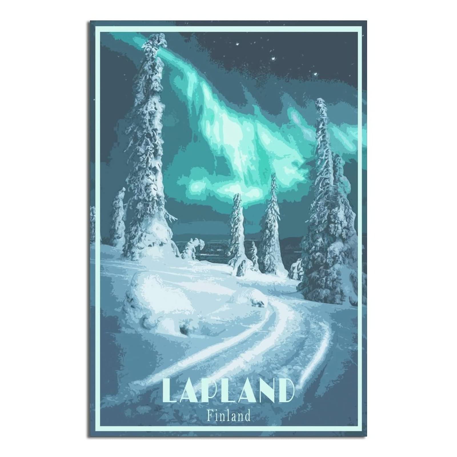 Ktywz A447 Metal Tin Sign Plaque Poster Lapland Finland Skyline Retro Man Cave Bar Pub Shed Novelty Gift Aluminium Metal Tin Wall Décor Sign 15X30cm