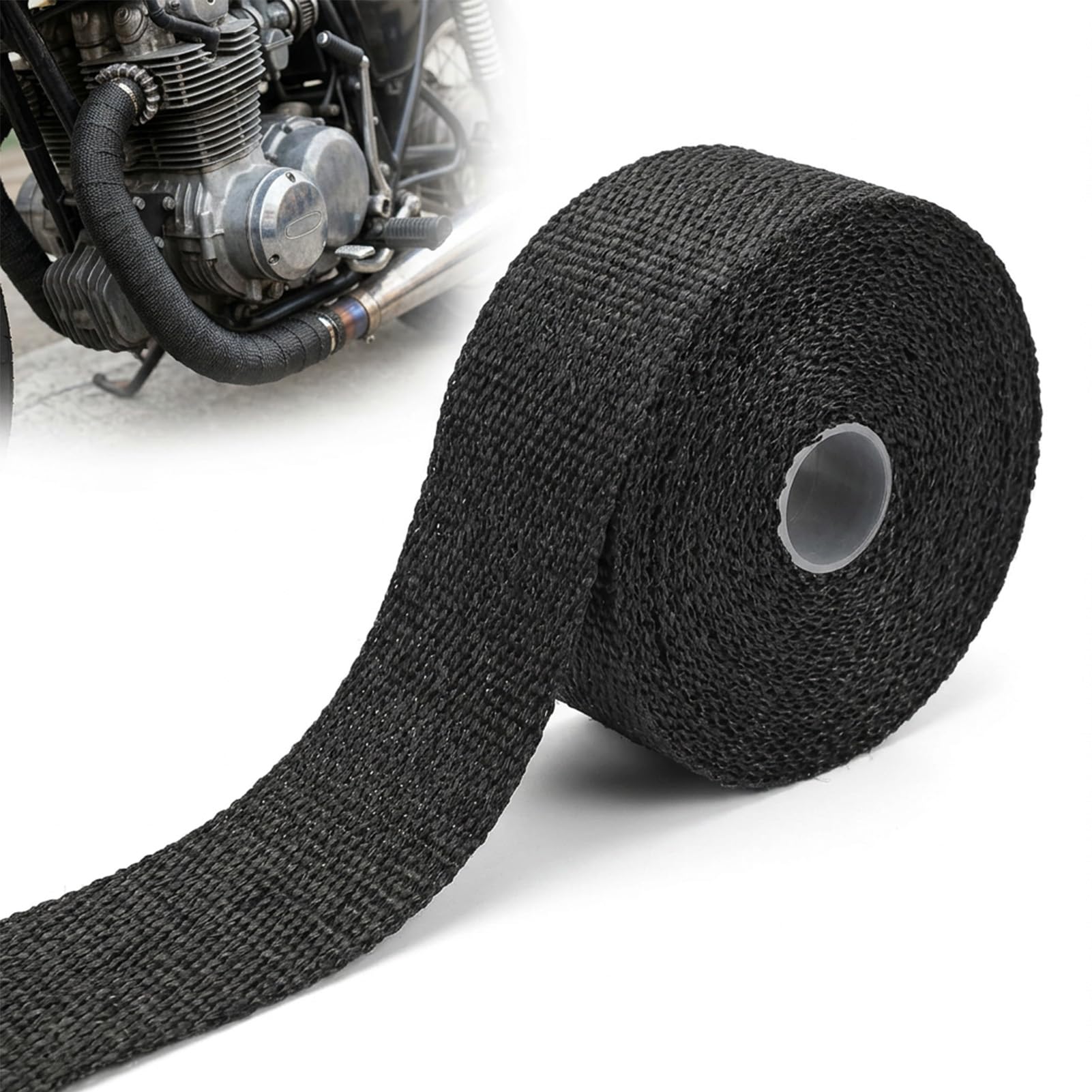5M Exhaust Heat Wrap Roll, Black Fiberglass Exhaust Wrap with 10 Stainless Steel Ties and Gloves, Heat Tape for Pipes Motorcycle Car Exhaust Manifold Repair Kit