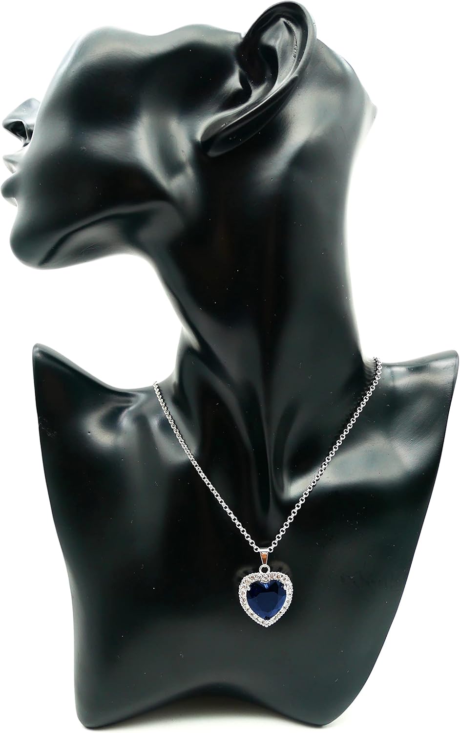 Titanic Heart of The Ocean Necklace for Women, Silver Tone Forever Love Pendant Necklace with 5A Cubic Zirconia Fashion Jewelry Anniversary Valentine Birthday Gift (Blue) - Image 3