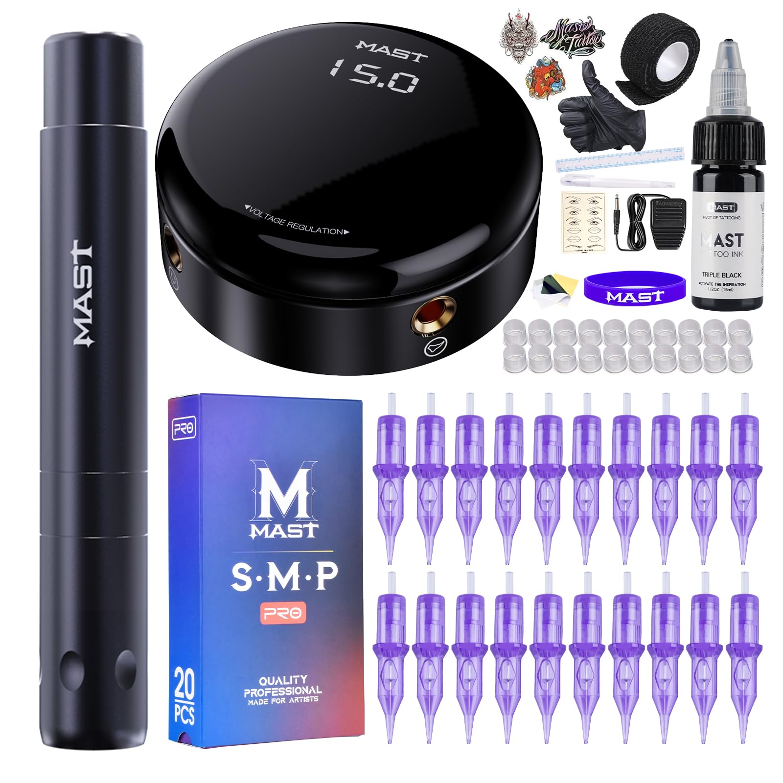 Kit Tour Air Rotary Tattoo Pen Machine Gun Kit, Super Slim & Short Tattoo Pen for Women Beauty Work, Tattoo Neeldes with Power Supply Kits