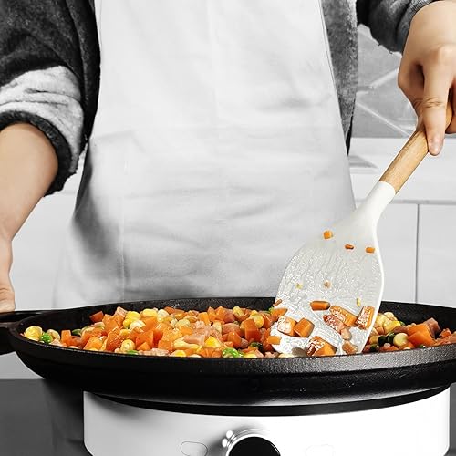 Miniatura 8 de oannao Silicone Cooking Utensils Set - 446°F Heat Resistant Silicone Kitchen Utensils for Cooking,Kitchen Utensil Spatula Set w Wooden Handles for