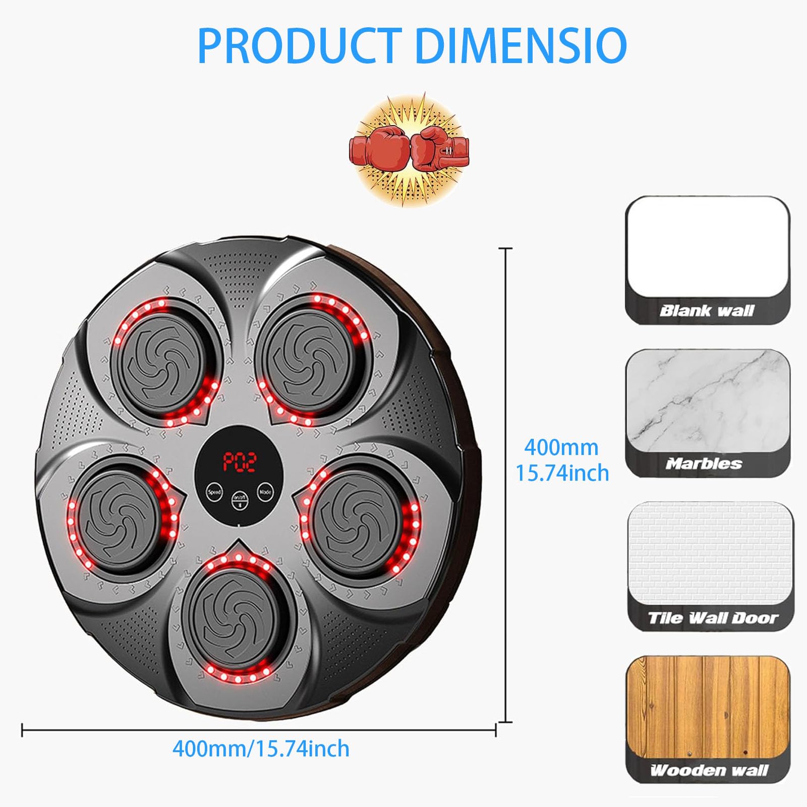 ZUQOACY Music Boxing Machine for Adults, Boxing Machine Wall Mounted Music, Upgraded(9-Speed, Countable, Bluetooth) Music Boxing Machine Great for Reflex, Focus and Hand Eye Coordination Training