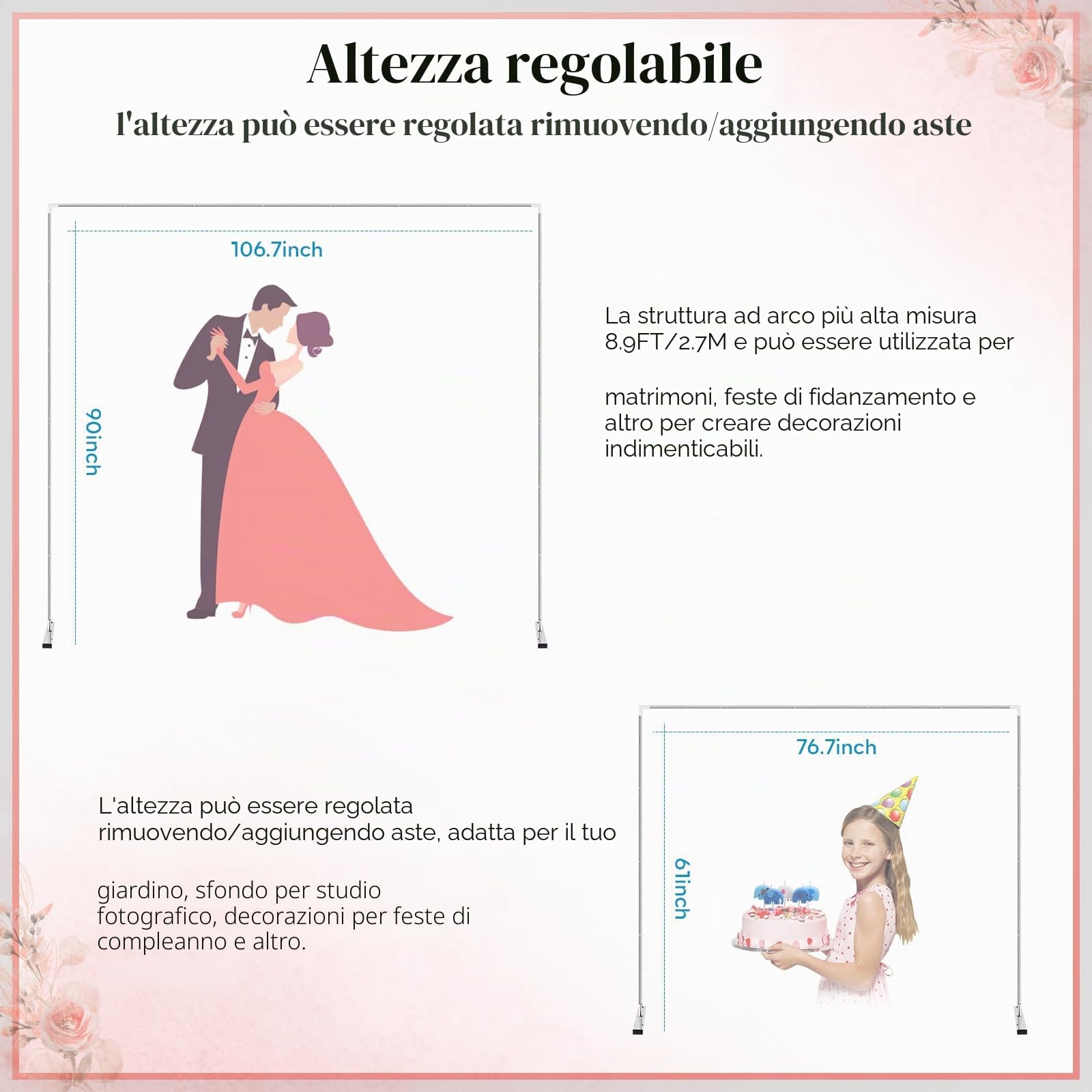 SANLIKE Kit Struttura Arco in Metallo per Palloncini, Decorazione Matrimoni | Supporto pratico e resistente, ideale per matrimoni, feste, celebrazioni ed eventi speciali