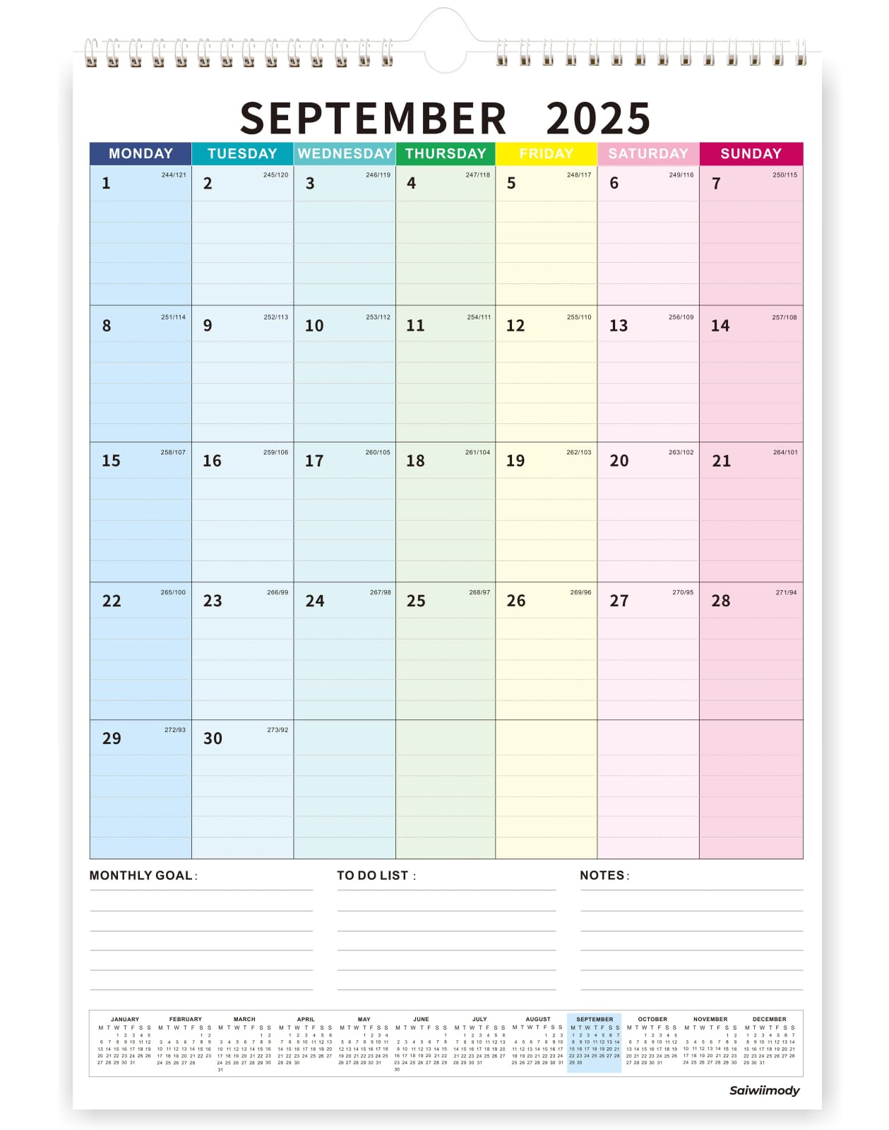 Calendar 2026 UK Colorful Family Calendar 2026 Wall Planner 16 Month from Sep. 2025 to Dec. 2026 with Large Blocks Daily Monthly Planning Academic Teacher Student Organized - Large 31 x 43 cm