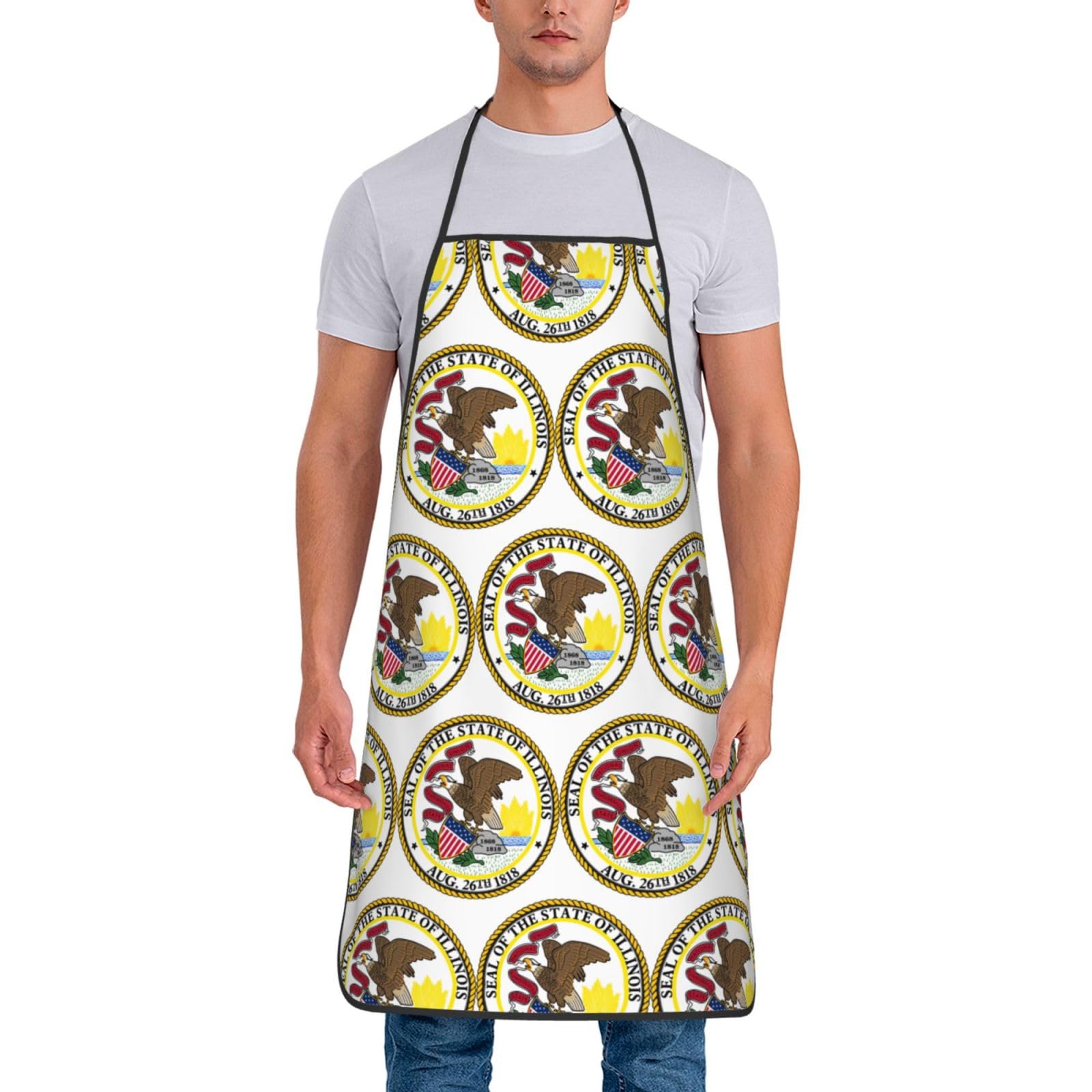Tablier de cuisine unisexe avec emblème national de l'Illinois, doux et confortable pour homme et femme