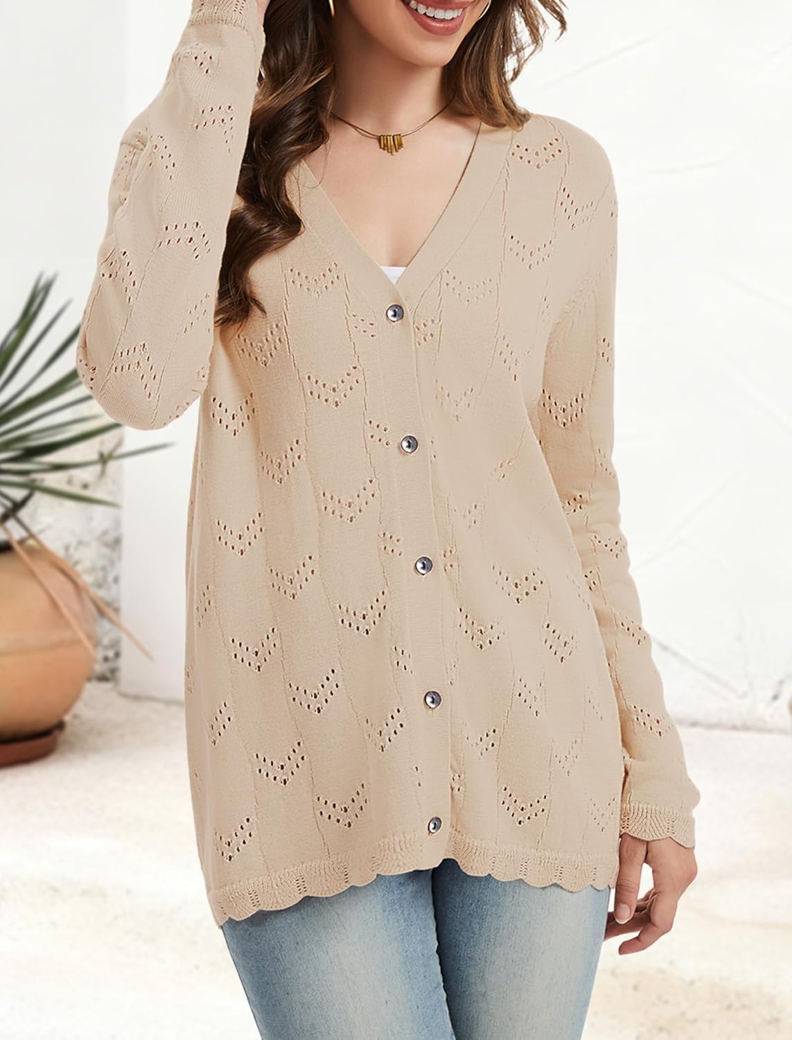Womens Cardigan Sweaters Lightweight Long Sleeve Casual Button Down V Neck Knit Outerwear Fall Fashion 2025 - Image 3