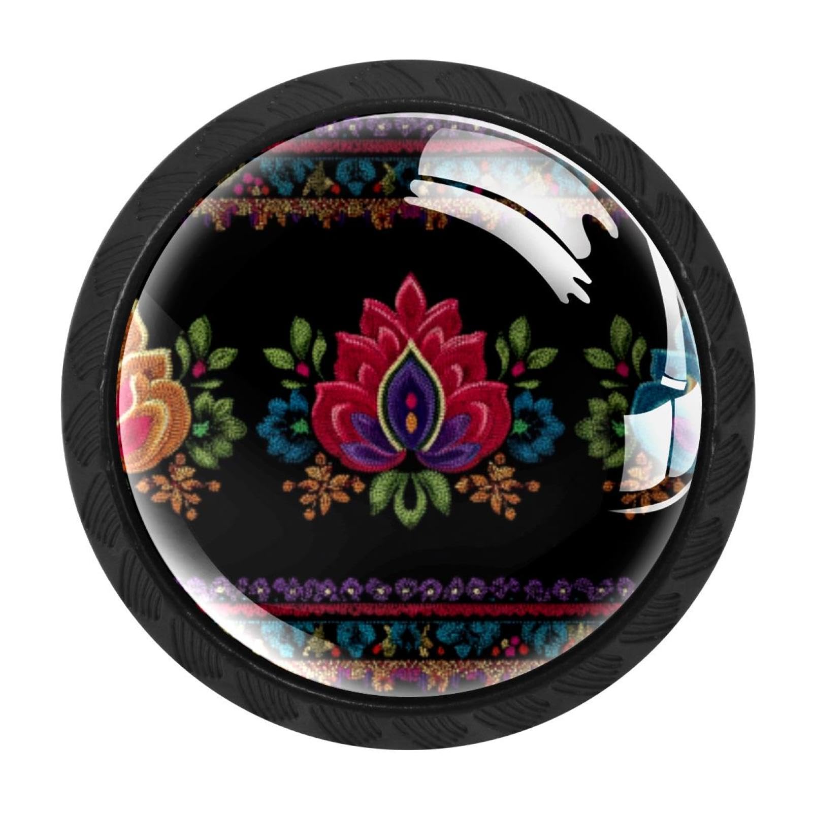 CHENZZZZ 4 Pack Motifs African Boho Paisley Floral (26) Drawer Knob Cabinet Hardware