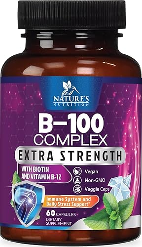 Miniatura 10 de B Complex Vitaminas Cápsulas con Vitamina B6 B12 B100 C Biotina Folato y Ácido Fólico – Suplemento para el corazón, cerebro y apoyo nervioso