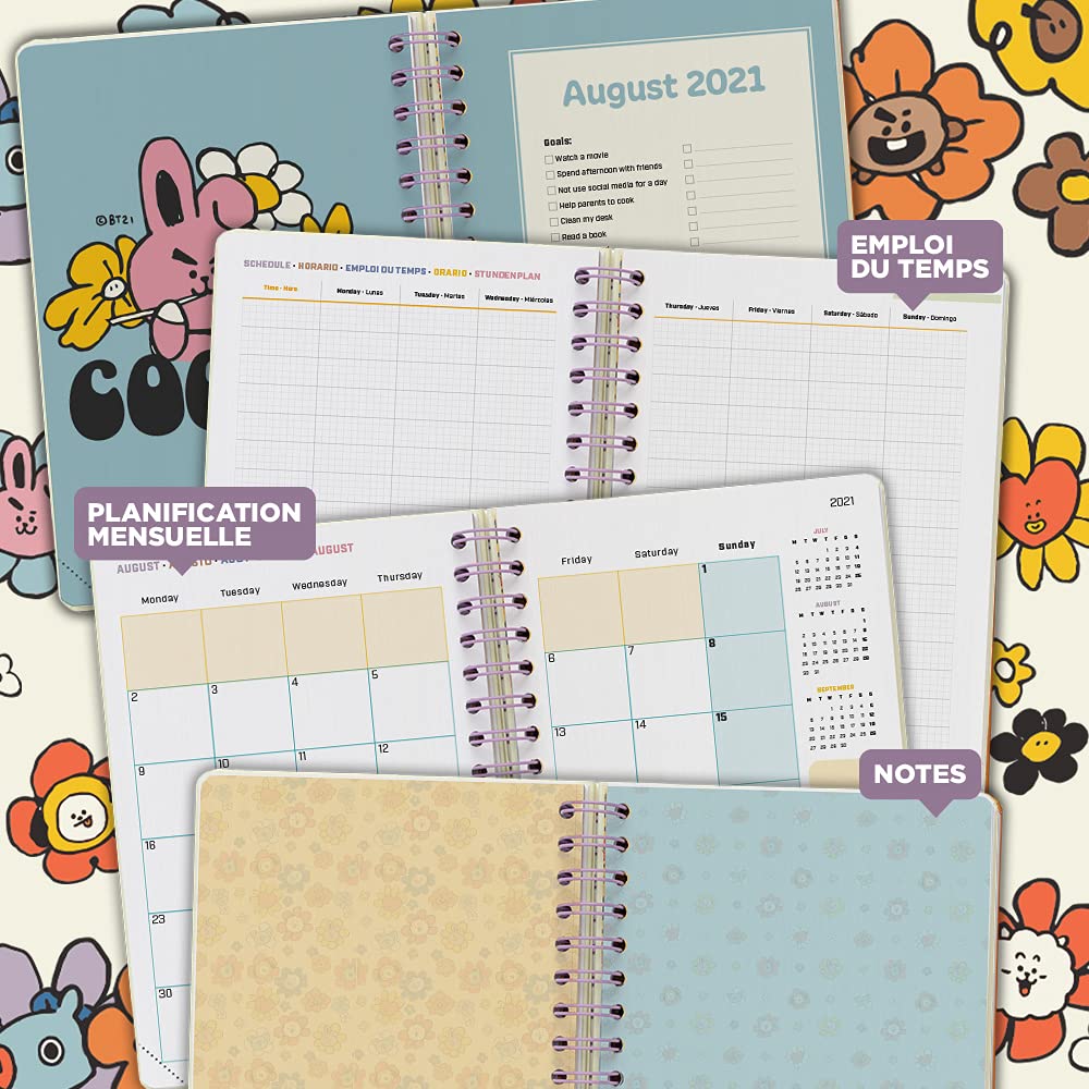 Agenda Scolaire 2021-2022 Grupo Erik - Design Line Friends, Format A5 (14.8x21 Cm) - Semainier D'août à Juillet, Avec Autocollants