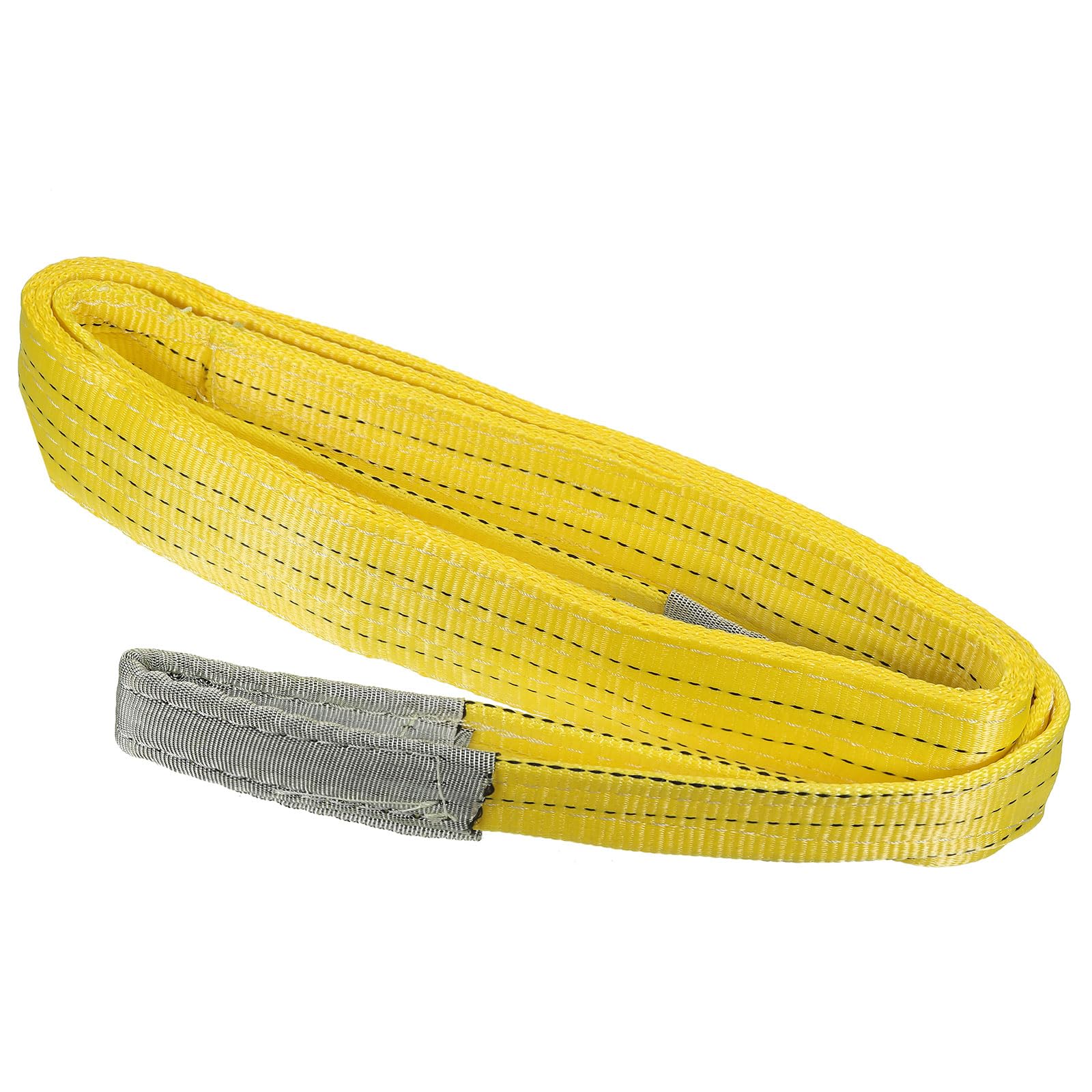 PATIKIL 3" x 10' Fascia di Sollevamento, 6613lbs Imbracature Sollevamento Piatte Occhio per Occhio, Cinghie Mobili Sollevamento Tessuto Poliestere a 2 Strati, Giallo