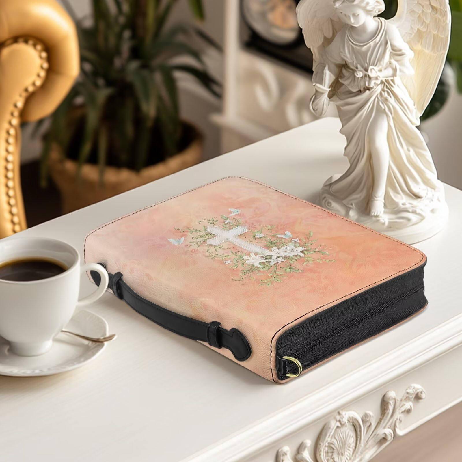 Urndoeng Bible Cover for Women,Large Leather Bible Carrying Cases with Shoulder Strap,Christian Gifts,Bible Letter Bag M-XXL 4 Size (Orange) - Image 2