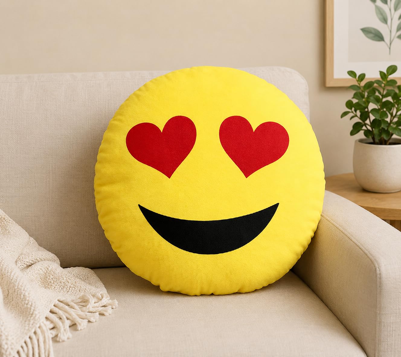 Naturex Smiley Emoji Pillow Cushion Stuffed Plush Naughty & Flying Kiss for Sofa Bed Home Office Car Decoration Birthday Gift (35cm Long)-image-29