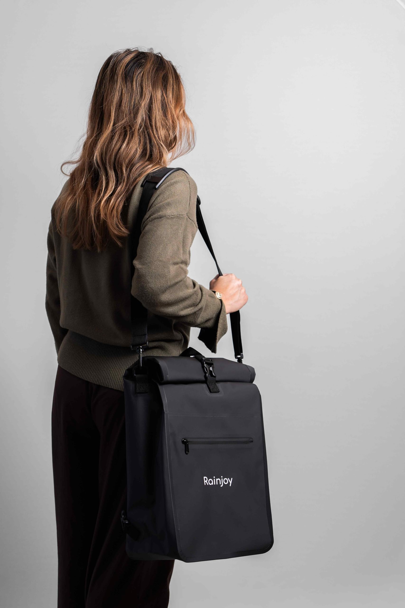 Zaino da bicicletta impermeabile 3in 1 25L adattabile Borsa portabagagli a tracolla (nero)