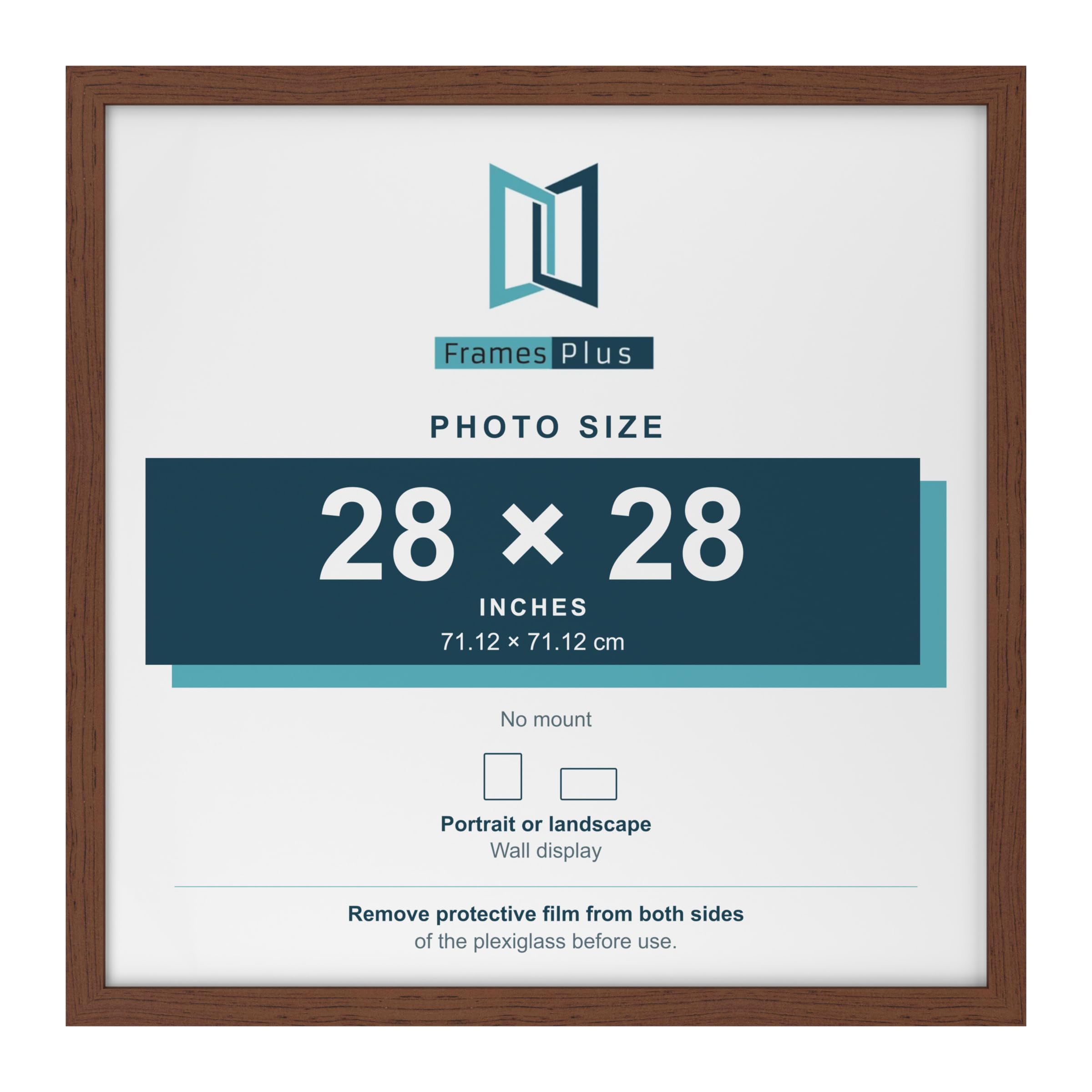 FramesPlus 28x28 Inch Square Poster Frame, Walnut, Modern Photo Frame โ image 1
