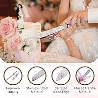 Vista 4 de GIFTS INFINITY Juego personalizado de cuchillo y servidor para pastel de boda con grabado – Mis Quince Años, regalo conmemorativo para boda