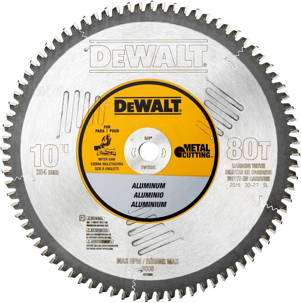 DEWALT DW7665 10Inch 80T Aluminum Cutting Blade 5/8Inch Arbor Amazon.ca Tools & Home